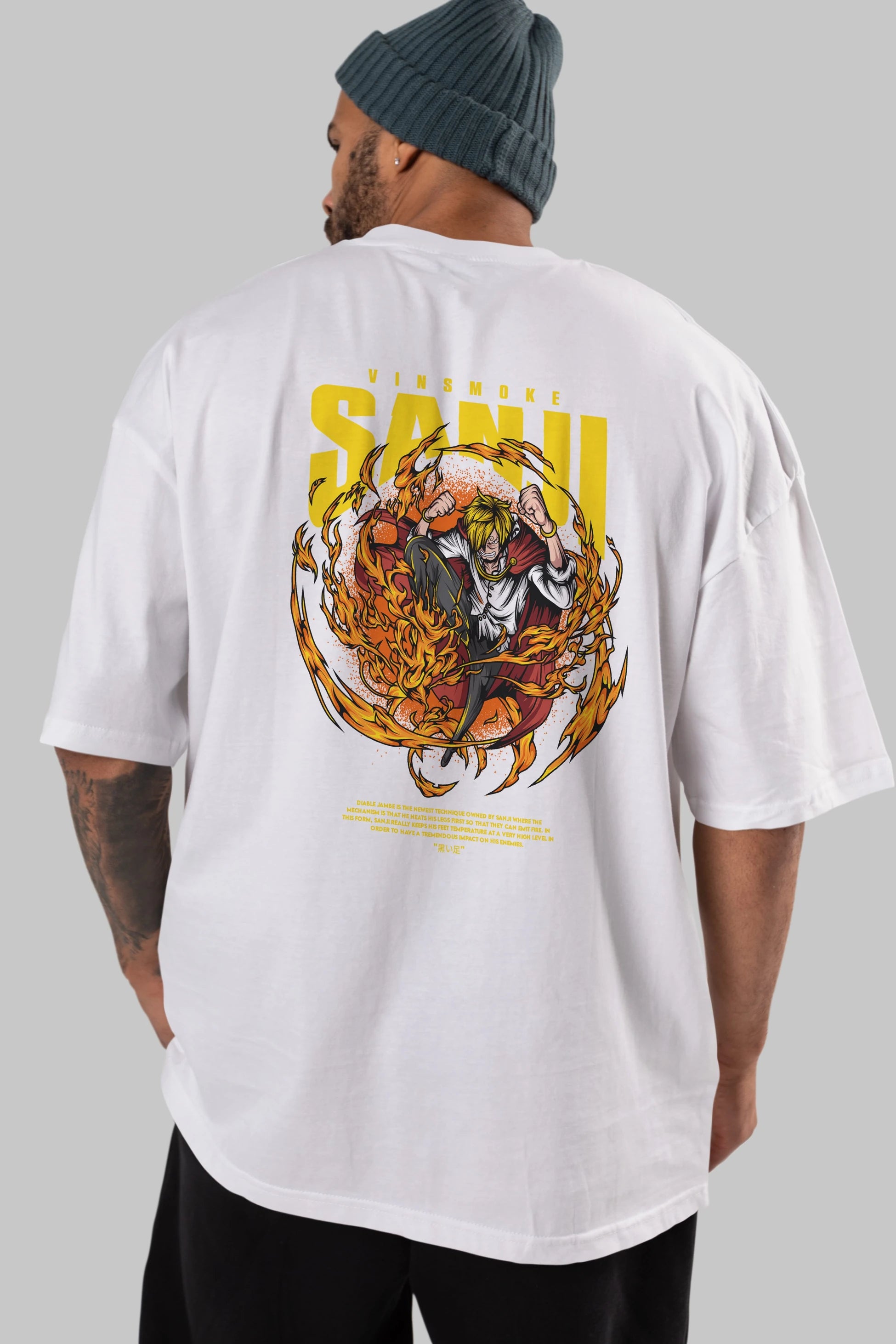 Vinsmoke Sanji Anime Arka Baskılı Oversize t-shirt Erkek Kadın Unisex
