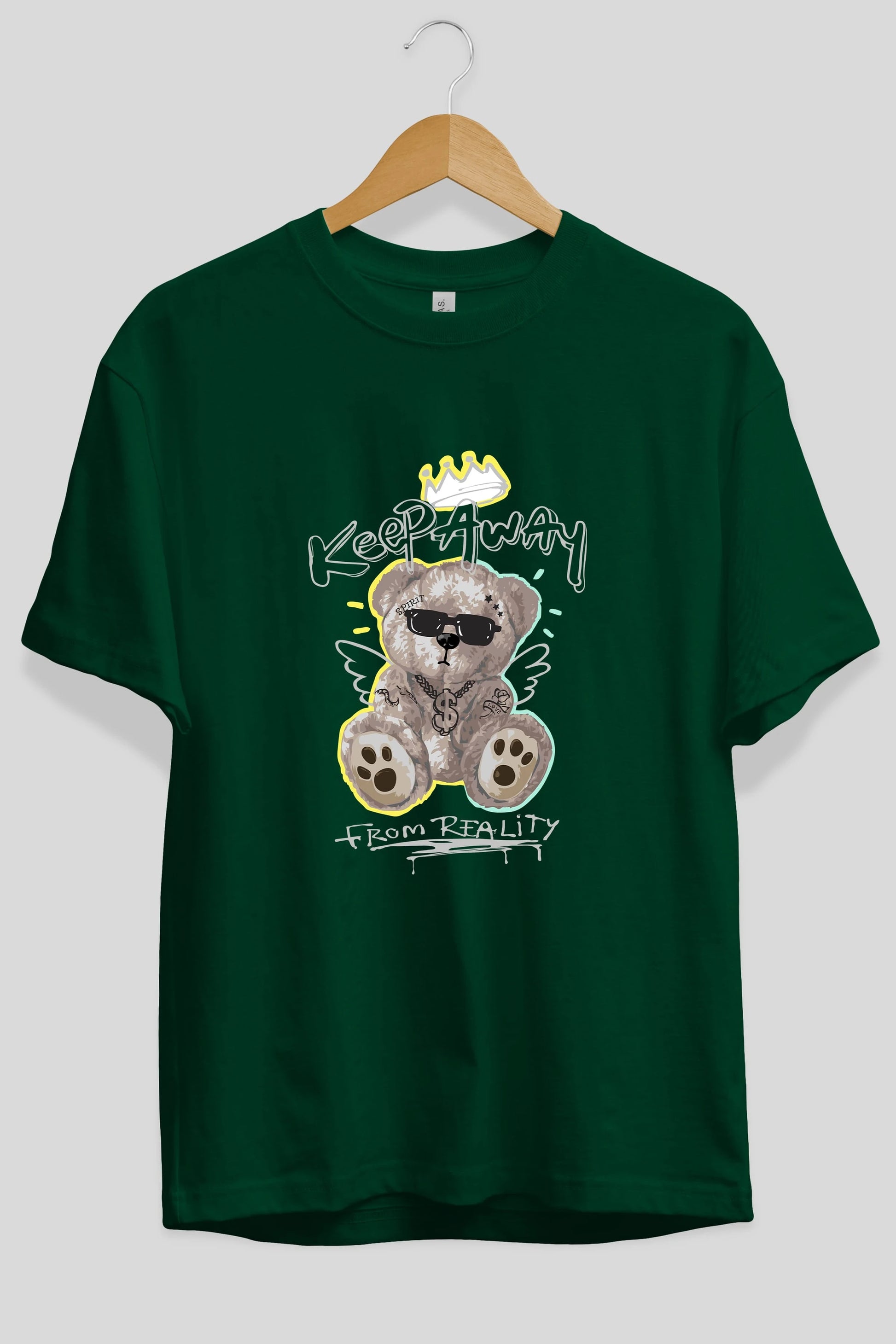 Keep Away Bear Ön Baskılı Oversize t-shirt Erkek Kadın Unisex