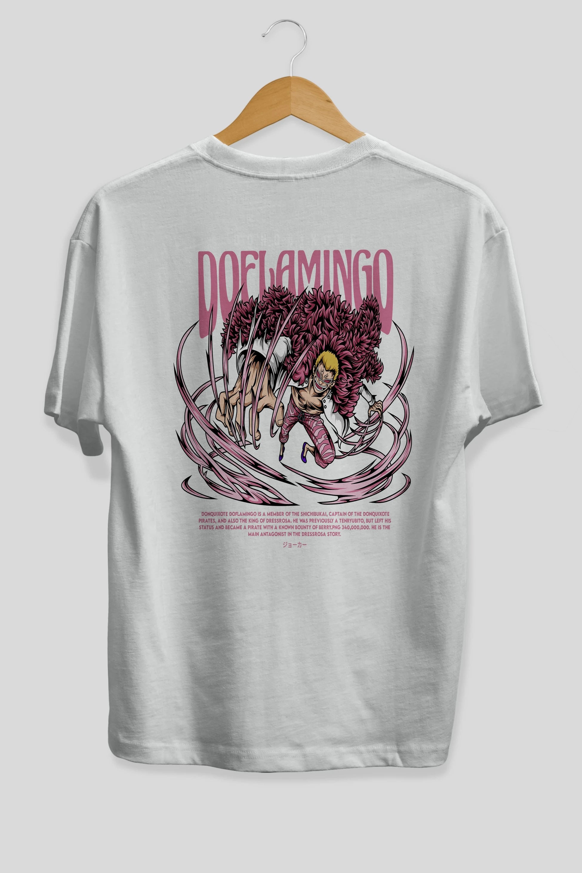 Doflamingo Anime Arka Baskılı Oversize t-shirt Erkek Kadın Unisex