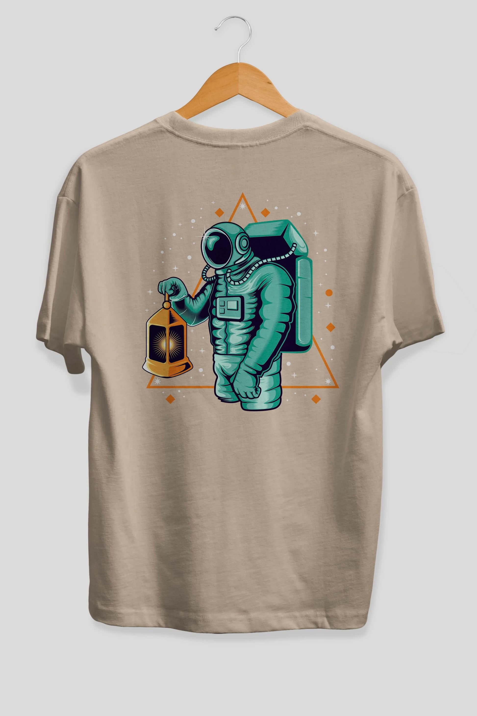 Astronaut Lantern Arka Baskılı Oversize t-shirt Erkek Kadın Unisex