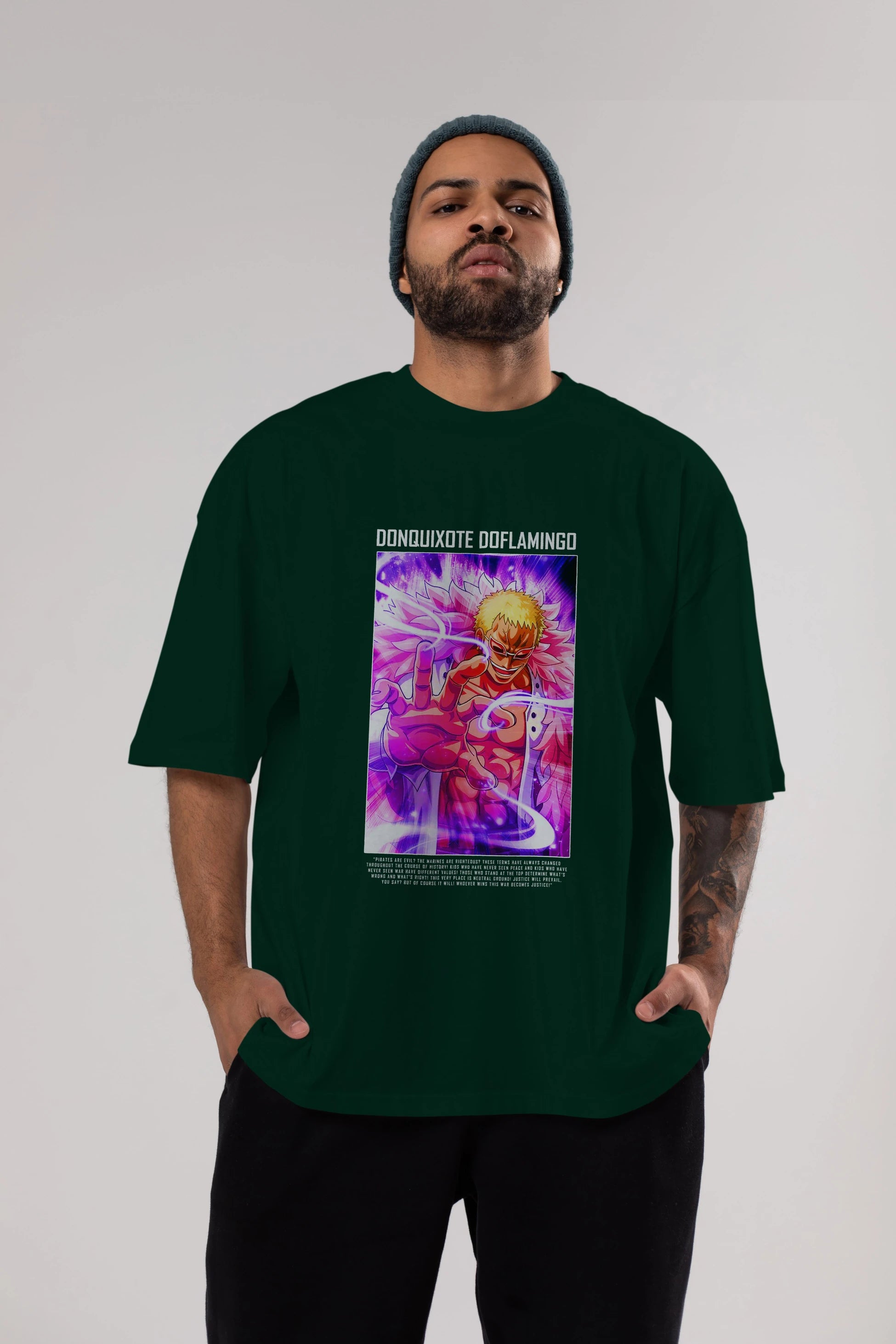 Doflamingo Anime Ön Baskılı Oversize t-shirt Erkek Kadın Unisex