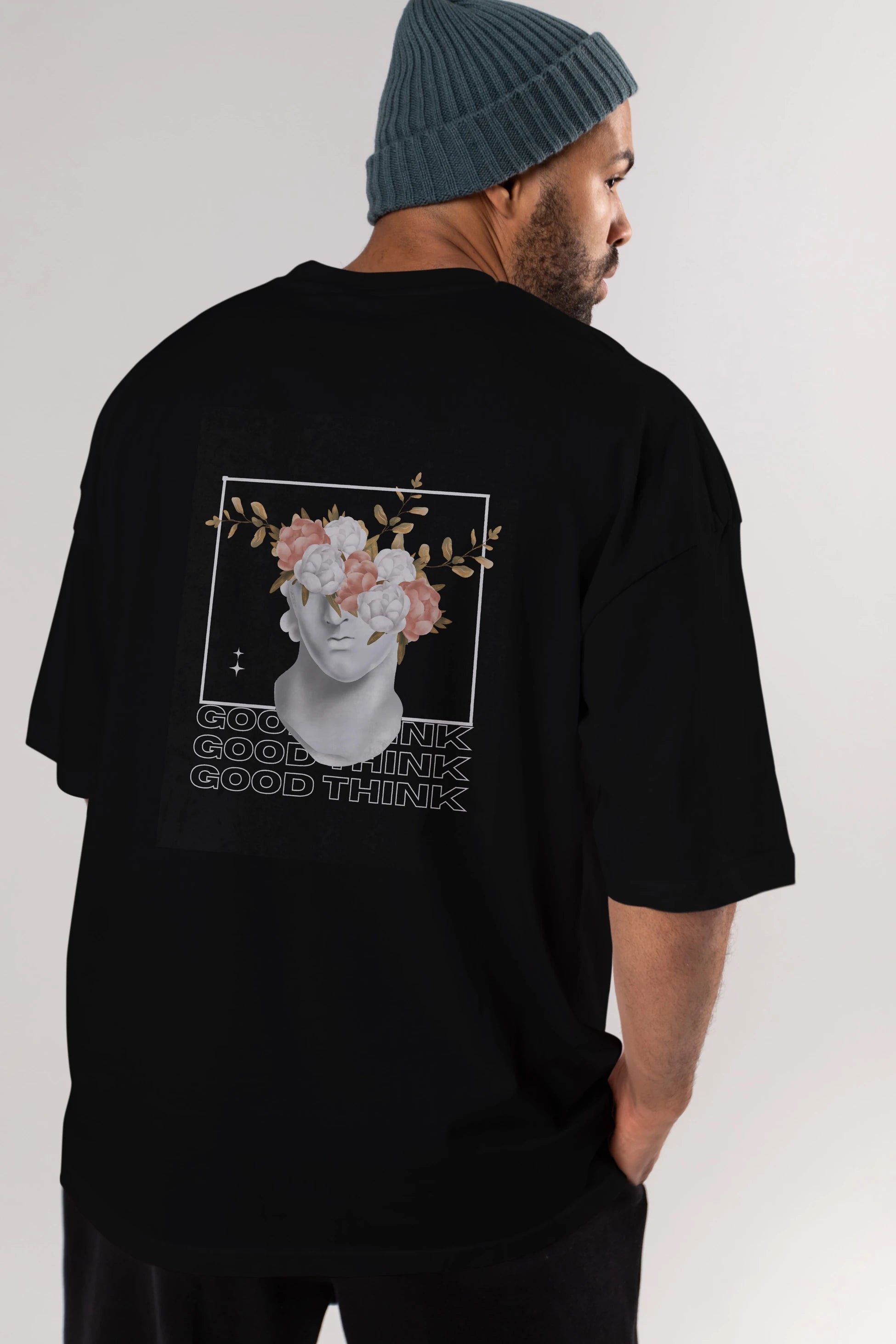 Good Think Yazılı Arka Baskılı Oversize t-shirt Erkek Kadın Unisex