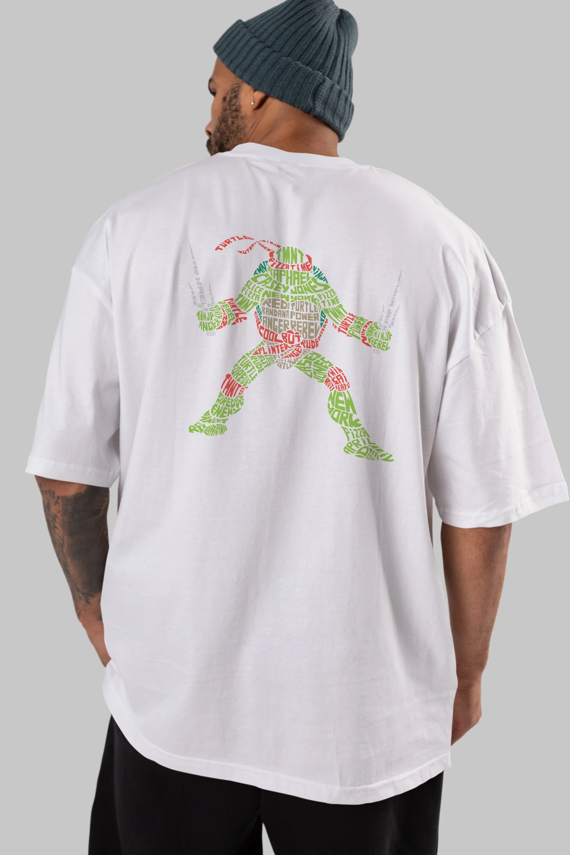 Ninja Turtle Arka Baskılı Oversize t-shirt %100 pamuk Erkek Kadın Unisex