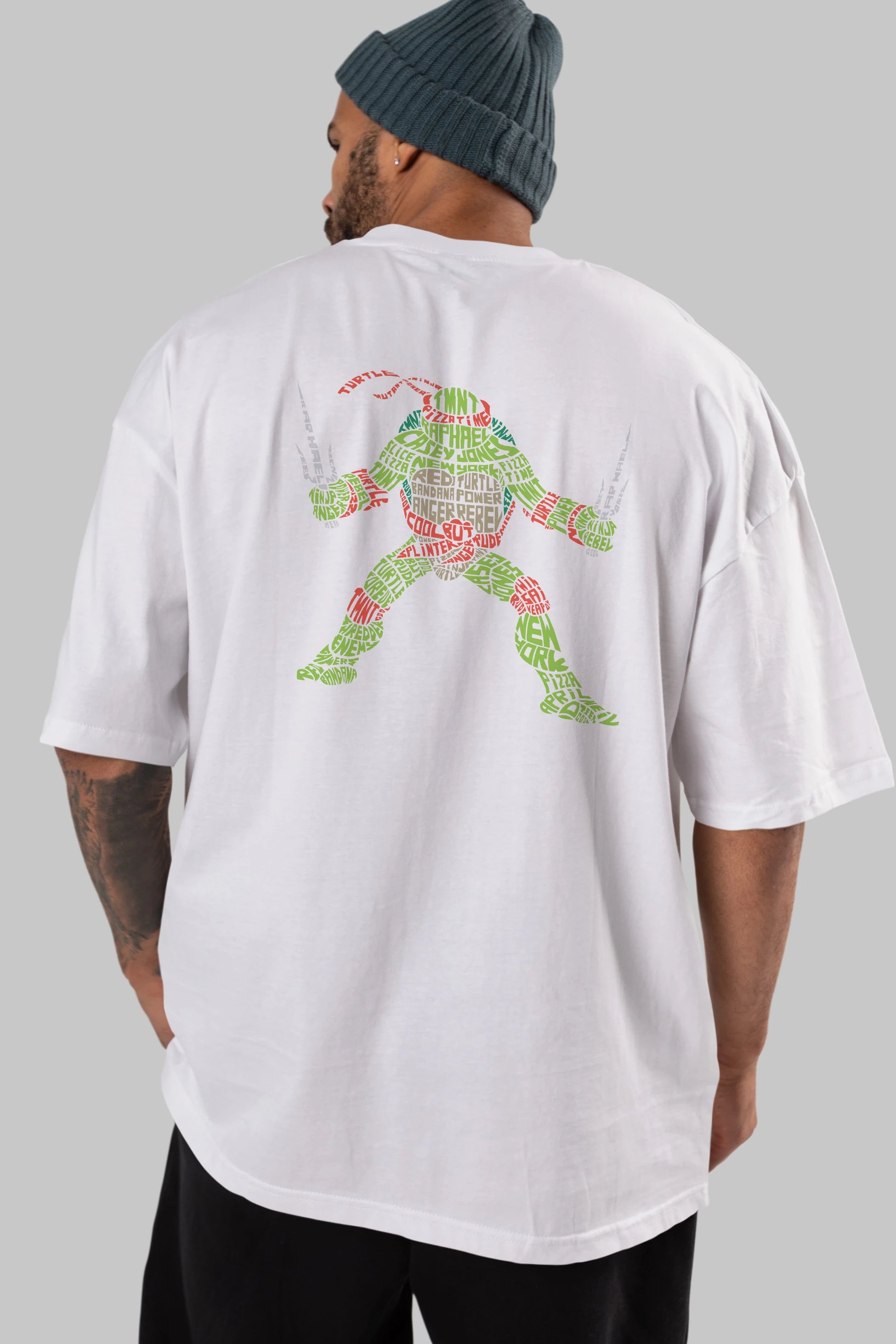 Ninja Turtle Arka Baskılı Oversize t-shirt %100 pamuk Erkek Kadın Unisex