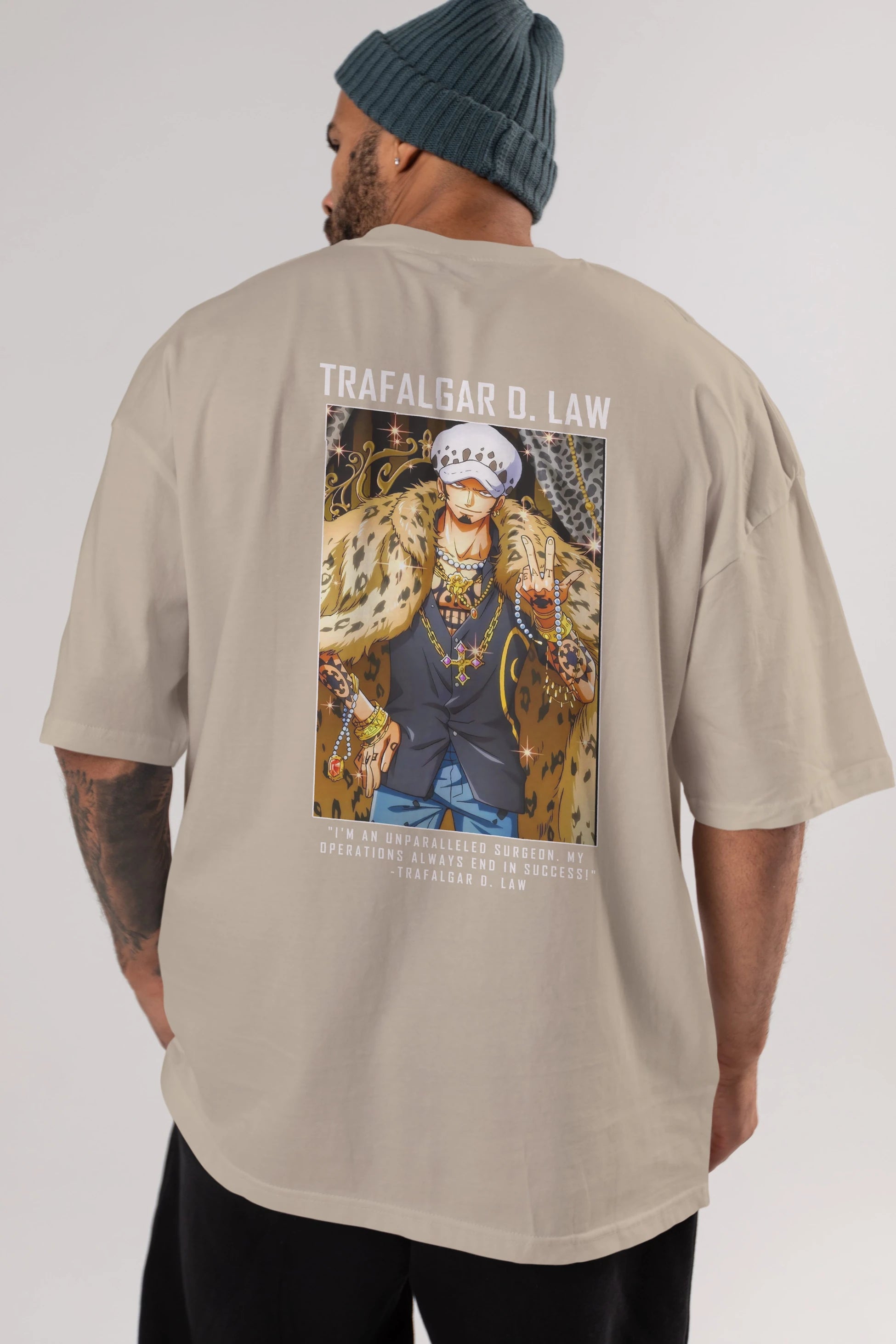 Trafalgar D. Water Law 2 Anime Arka Baskılı Oversize t-shirt Erkek Kadın Unisex %100 pamuk tişort