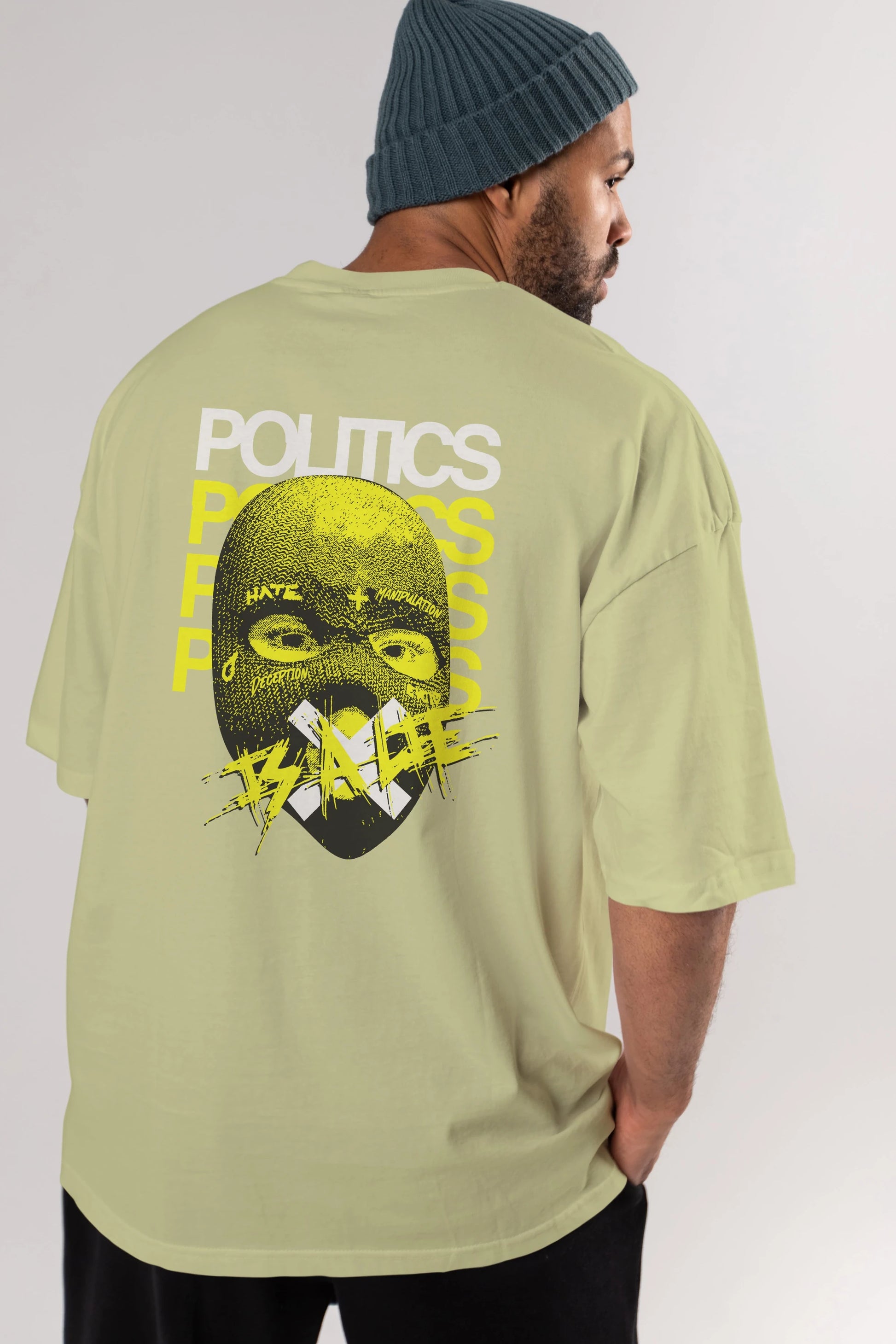 Politics is a Lie Arka Baskılı Oversize t-shirt Erkek Kadın Unisex
