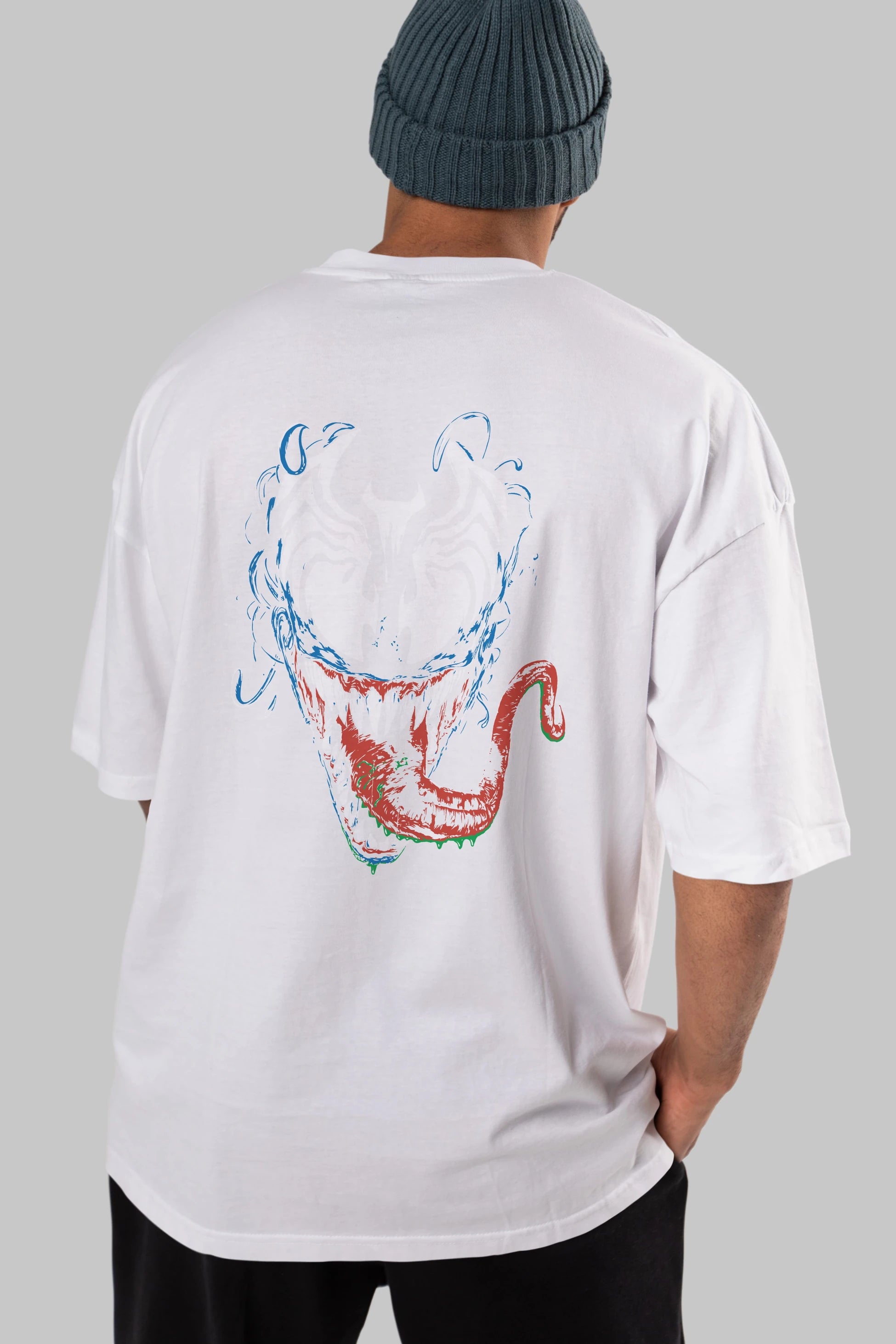 Venom (2) Arka Baskılı Oversize t-shirt Erkek Kadın Unisex %100 Pamuk Bisiklet Yaka tişort