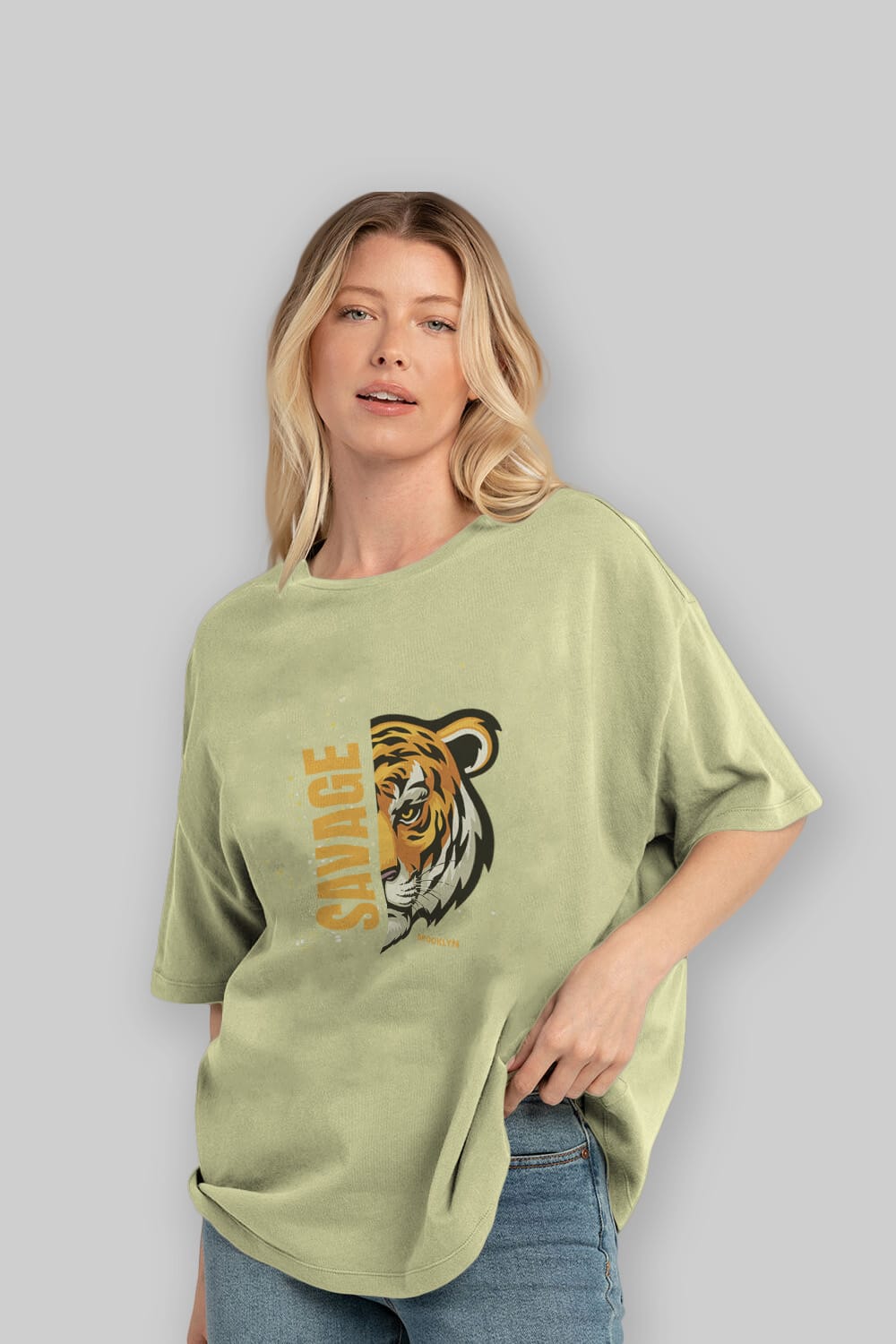 Savage Brooklyn Yazılı Ön Baskılı Oversize t-shirt Erkek Kadın Unisex