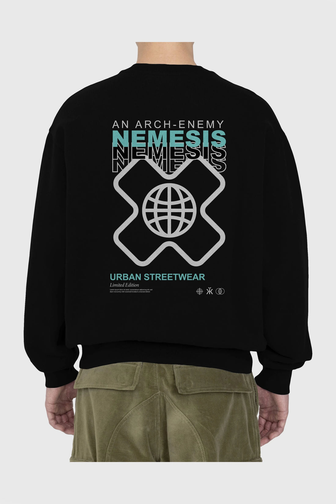 Nemesis Urban Arka Baskılı Oversize Sweatshirt Erkek Kadın Unisex