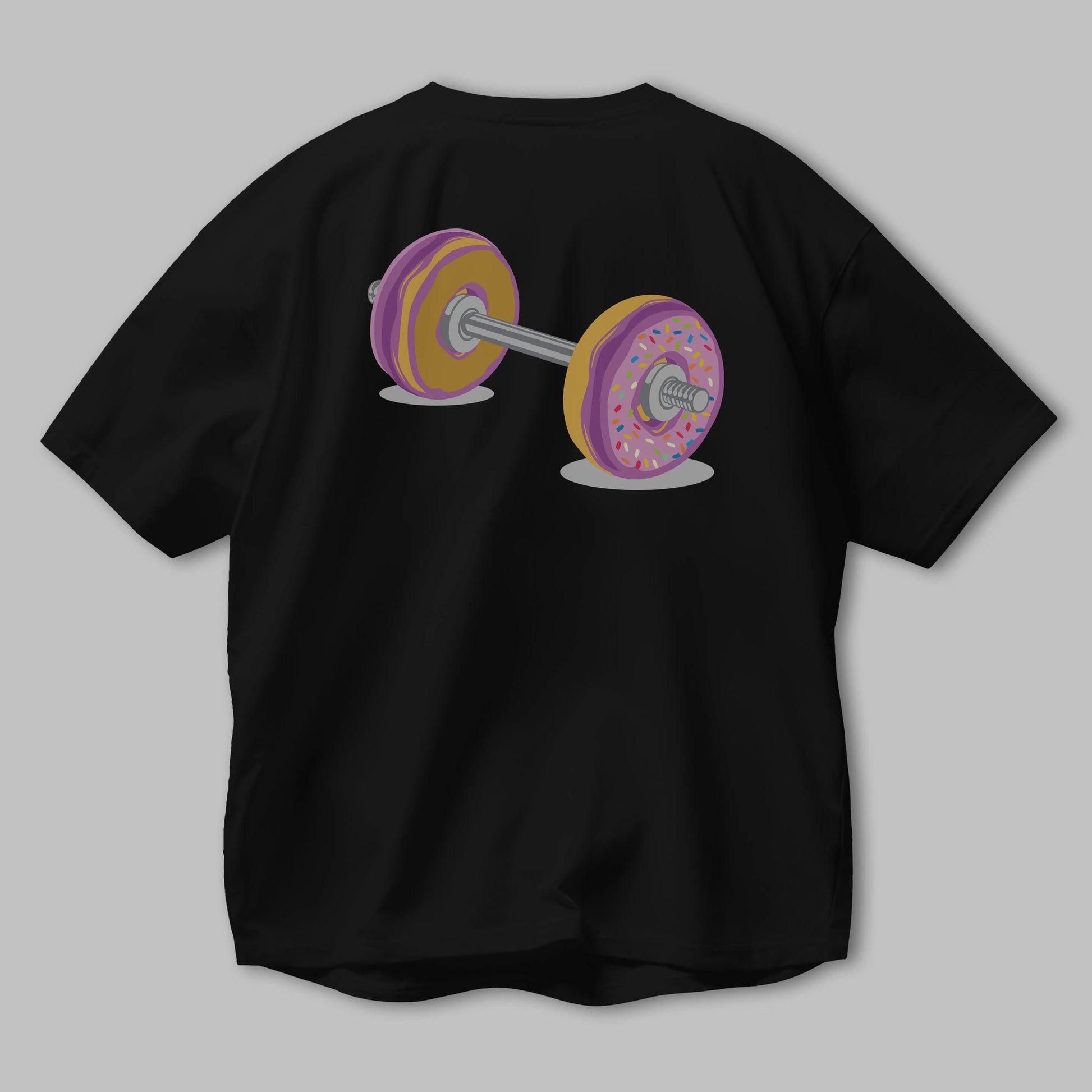 Donut Barbell Arka Baskılı Oversize t-shirt %100 pamuk Erkek Kadın Unisex