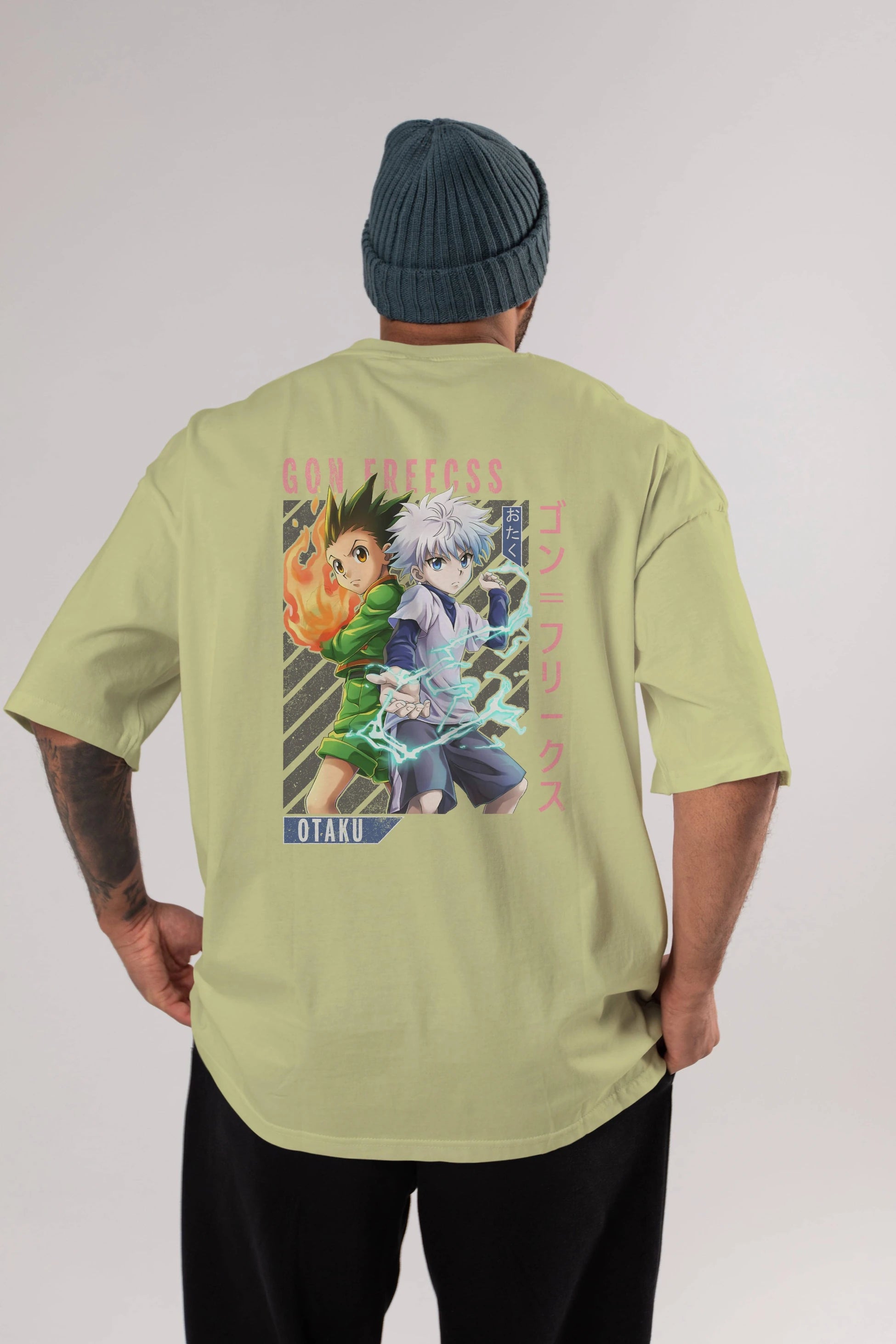 Gon Freecss HUNTER X HUNTER 1 Anime Arka Baskılı Oversize t-shirt Erkek Kadın Unisex