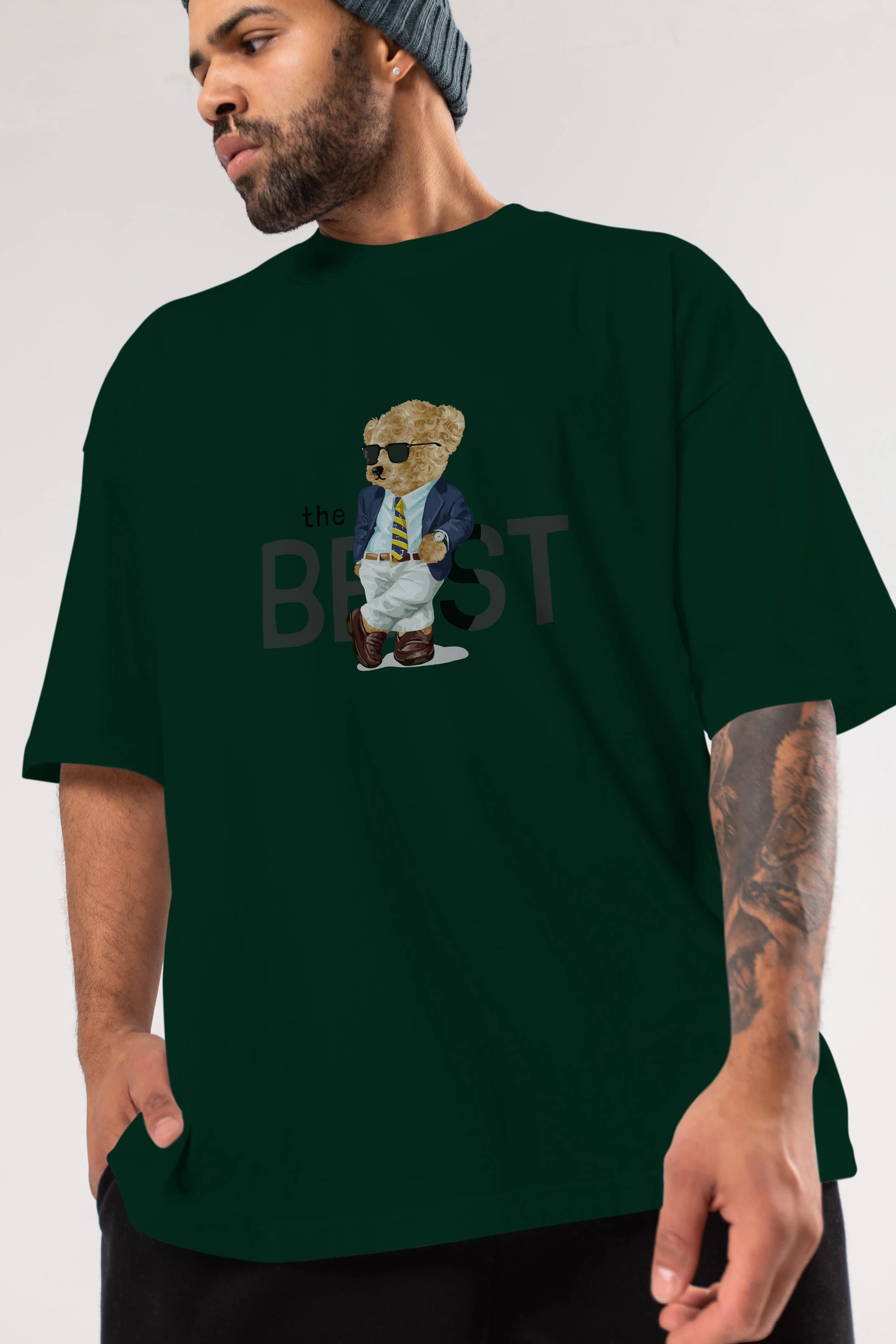 Teddy Bear The Best Ön Baskılı Oversize t-shirt Erkek Kadın Unisex %100 Pamuk
