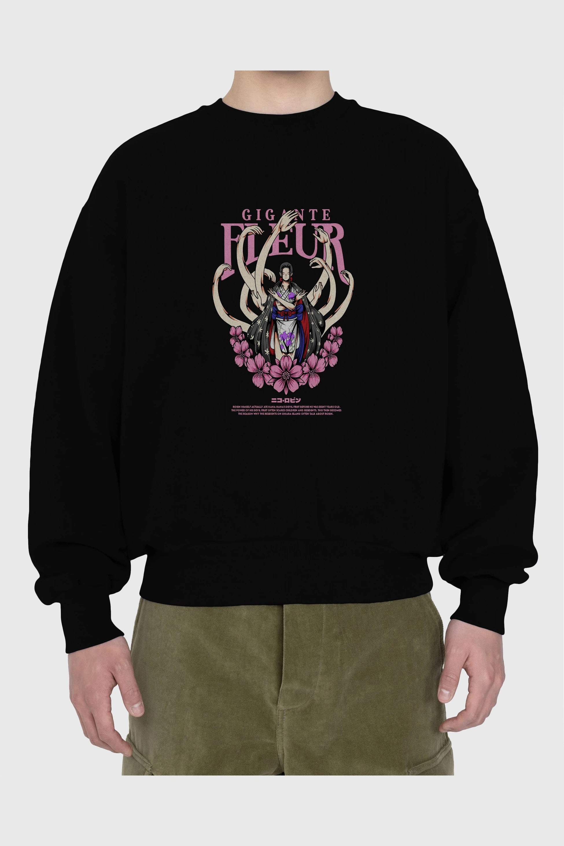 Gigante Fleur Anime Ön Baskılı Oversize Sweatshirt Erkek Kadın Unisex