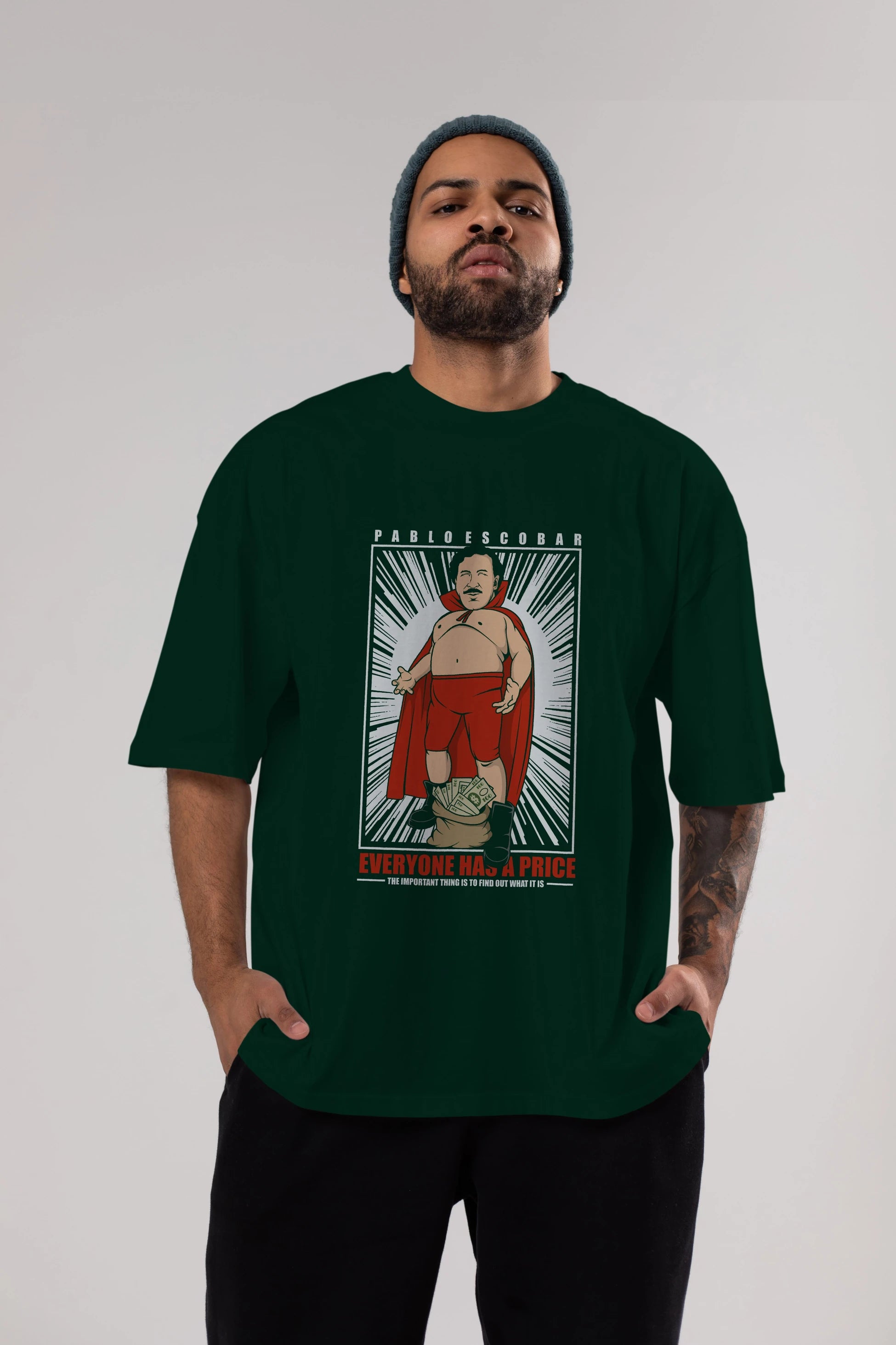 Pablo Escobar Luchador Ön Baskılı Oversize t-shirt Erkek Kadın Unisex %100 Pamuk tişort
