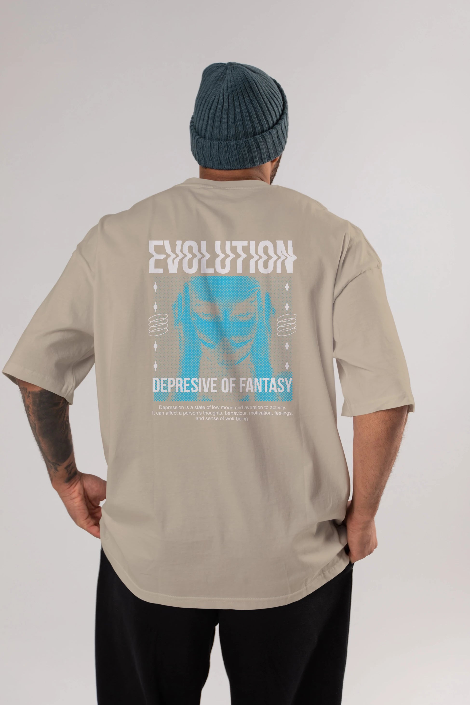 Evolution Arka Baskılı Oversize t-shirt Erkek Kadın Unisex