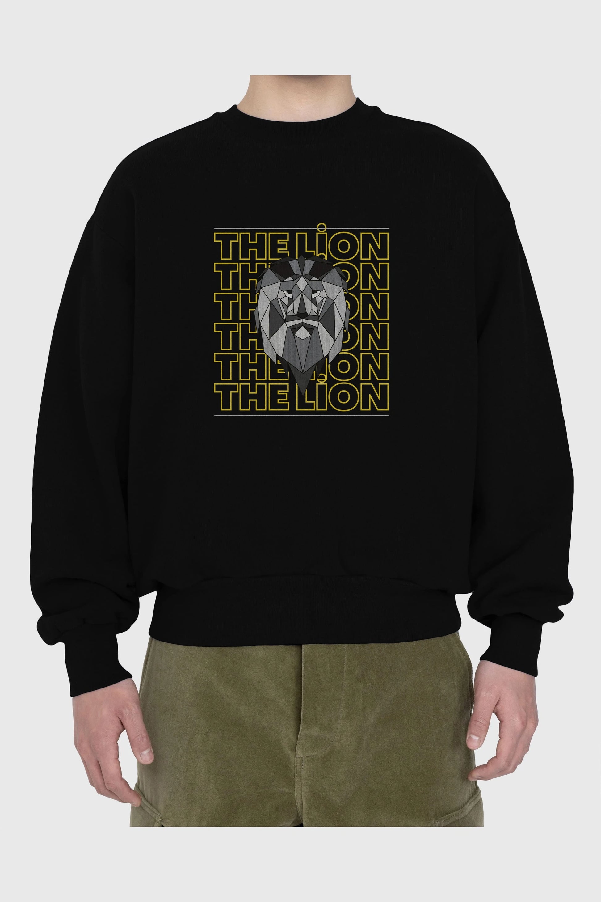The Lion Yazılı Ön Baskılı Oversize Sweatshirt Erkek Kadın Unisex