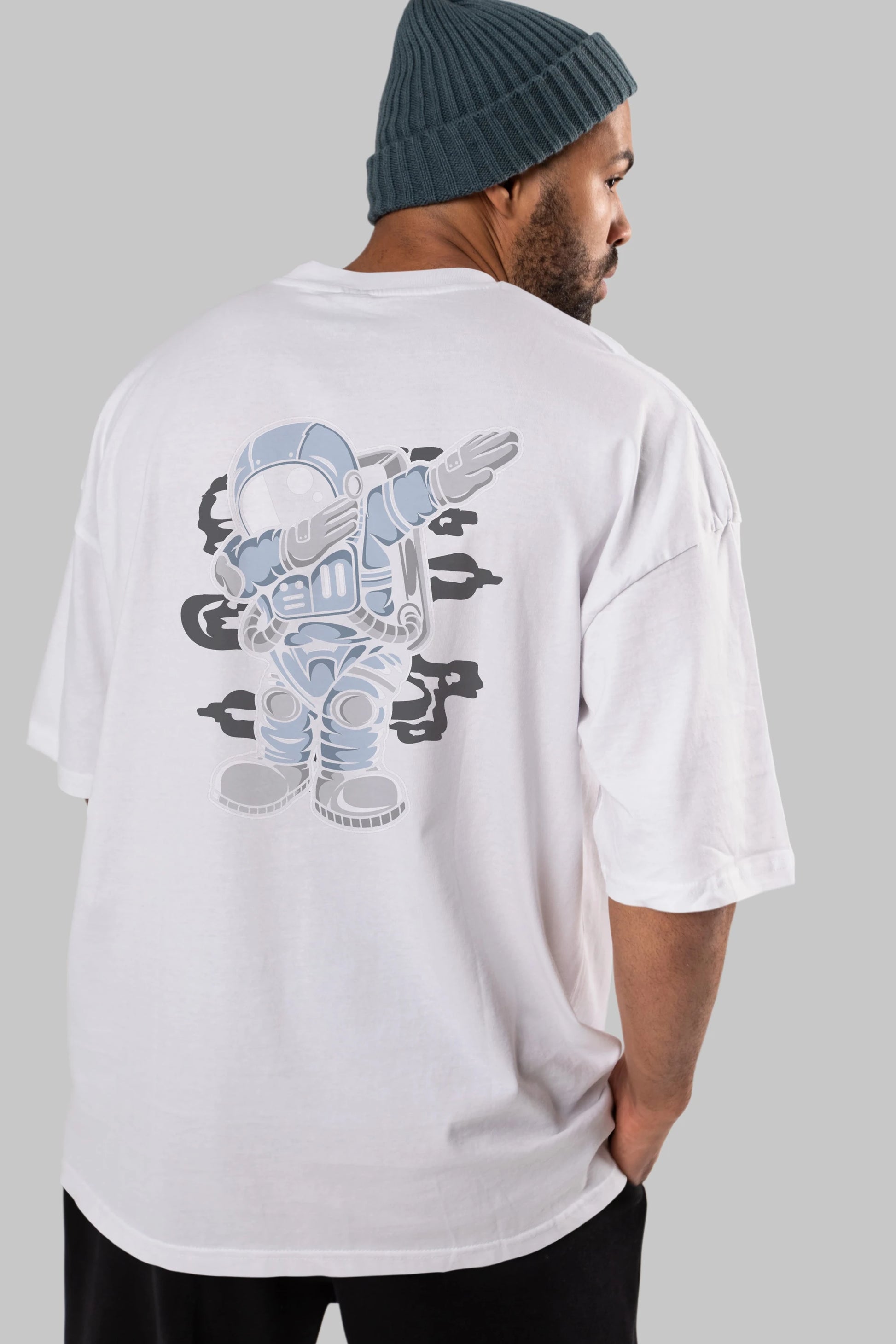 Astronaut Dab Arka Baskılı Oversize t-shirt Erkek Kadın Unisex