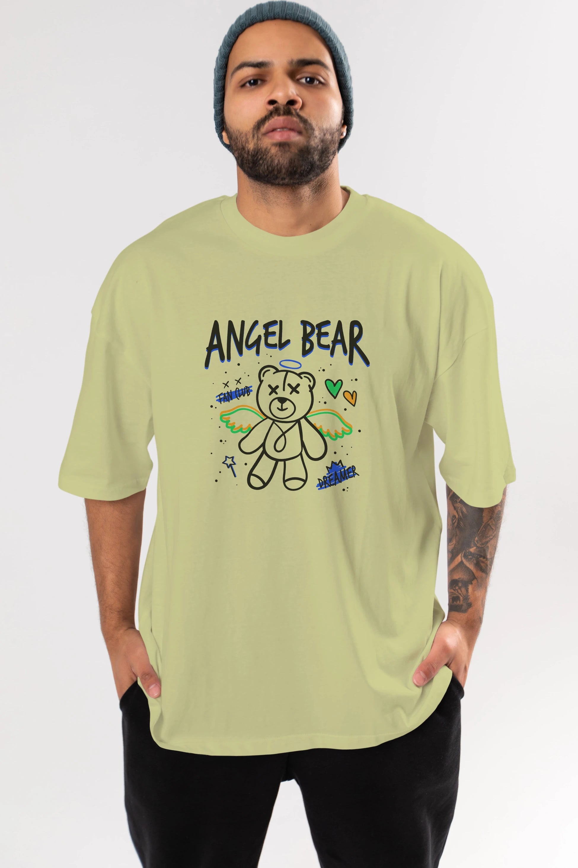 Angel Bear Ön Baskılı Oversize t-shirt Erkek Kadın Unisex