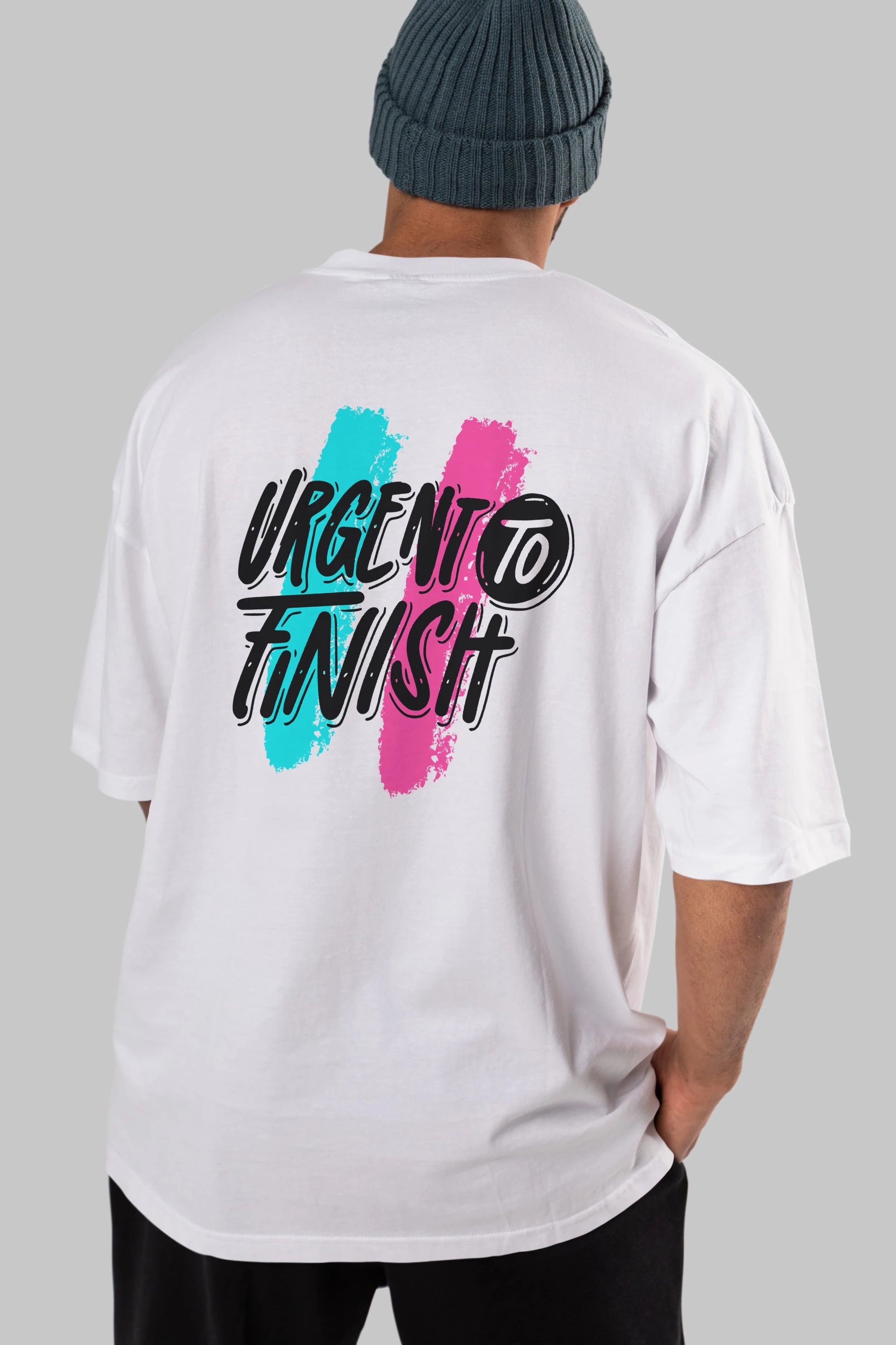 Urgent To Finish Arka Baskılı Oversize t-shirt Erkek Kadın Unisex