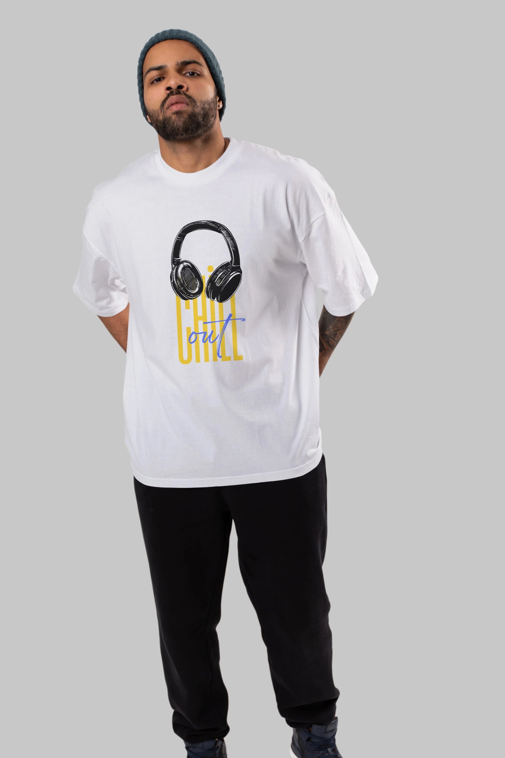 Chill Out Yazılı Ön Baskılı Oversize t-shirt Erkek Kadın Unisex