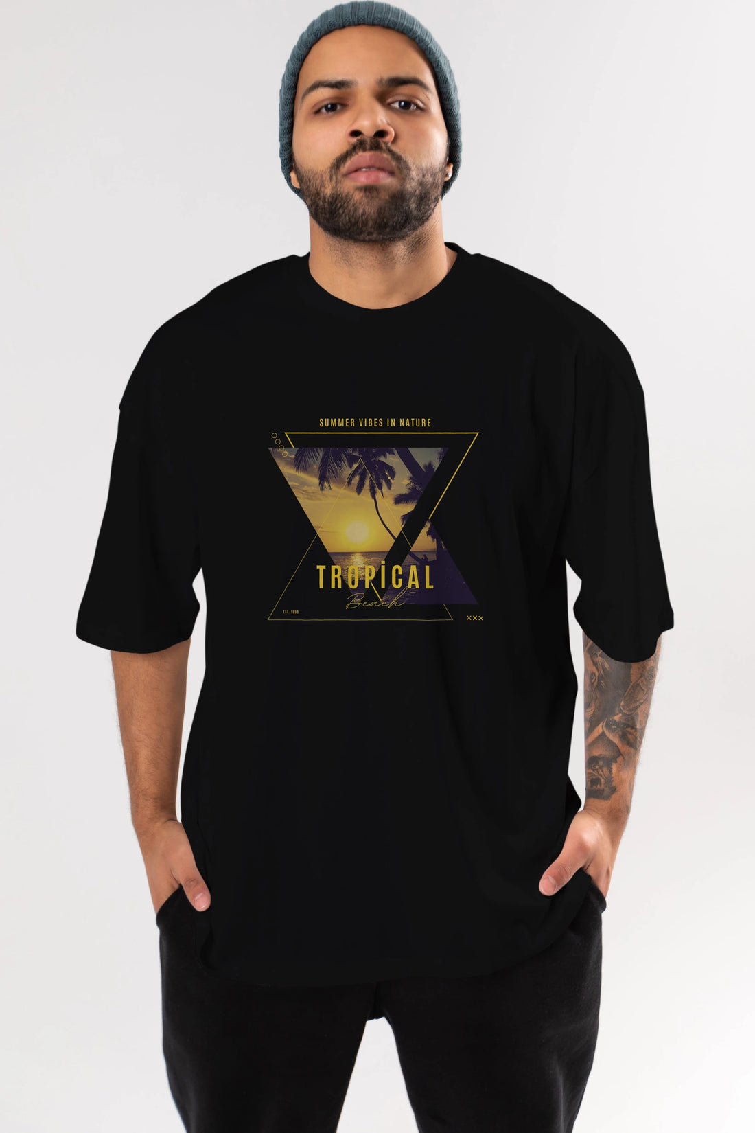 Summer Vibes Yazılı Ön Baskılı Oversize t-shirt Erkek Kadın Unisex