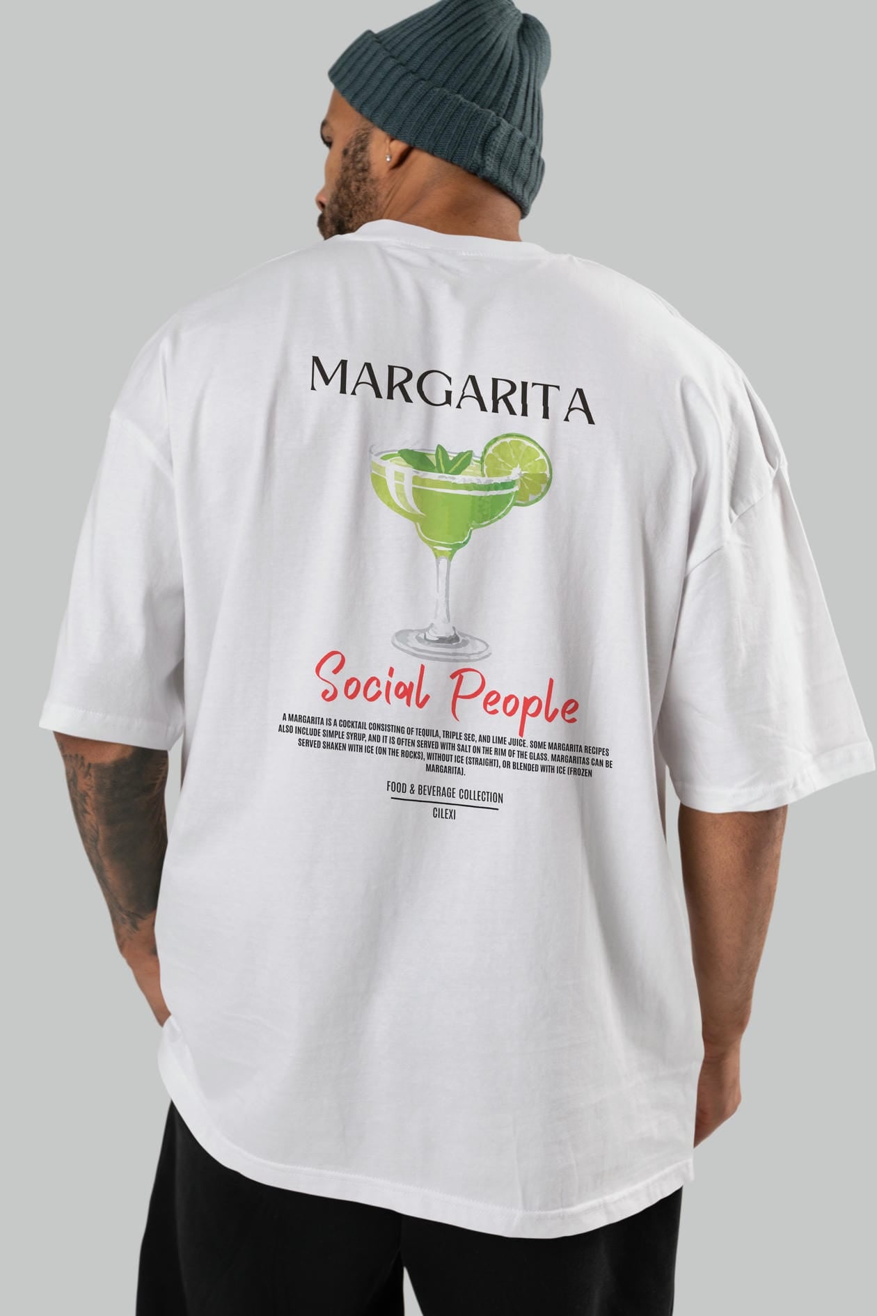 Margarita Kokteyl Serisi Baskılı Oversize t-shirt Erkek Kadın Unisex %100 Pamuk Bisiklet Yaka tişort