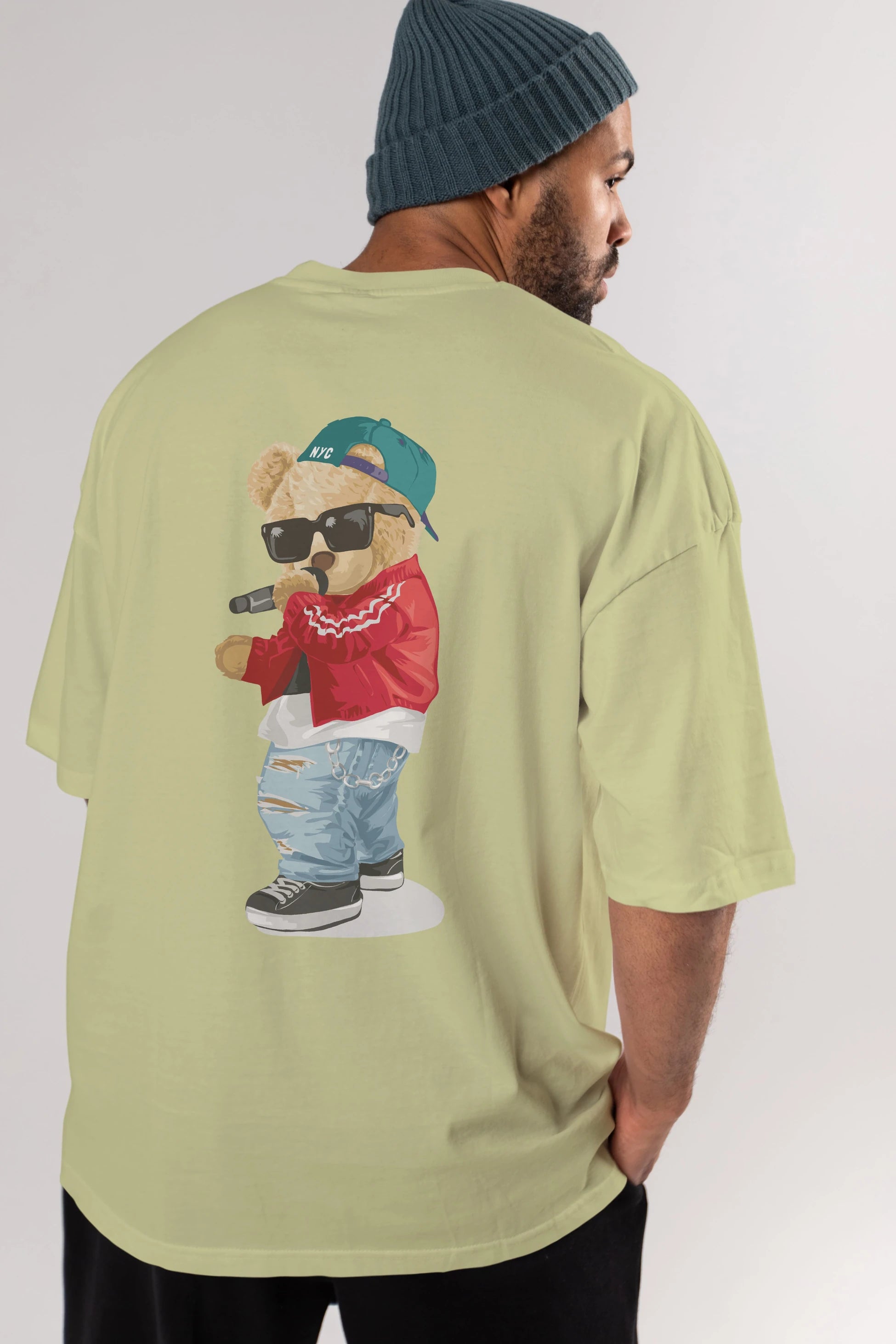 Teddy Bear Şarkıcı Arka Baskılı Oversize t-shirt Erkek Kadın Unisex %100 Pamuk