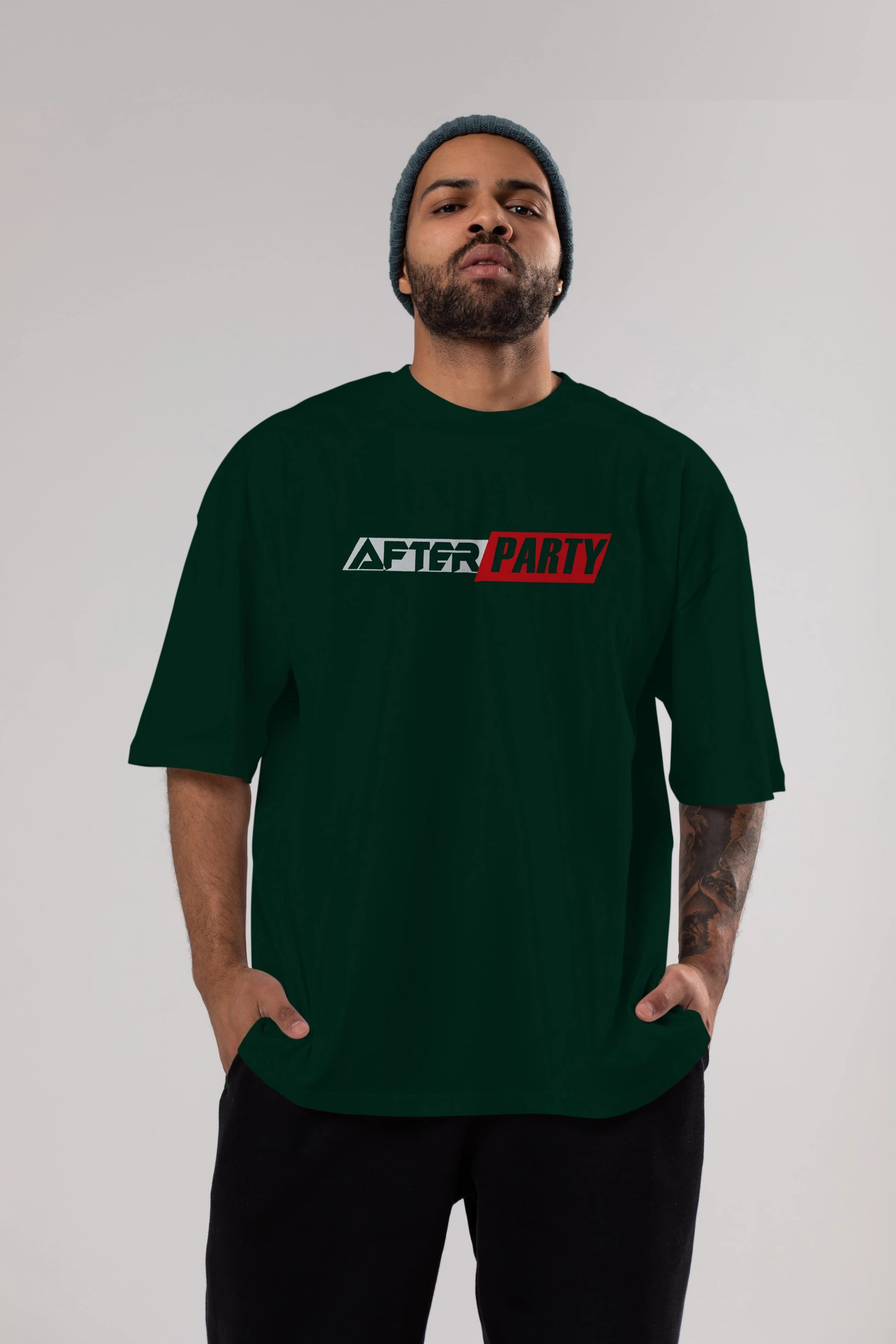 After Party Ön Baskılı Oversize t-shirt %100 pamuk Erkek Kadın Unisex