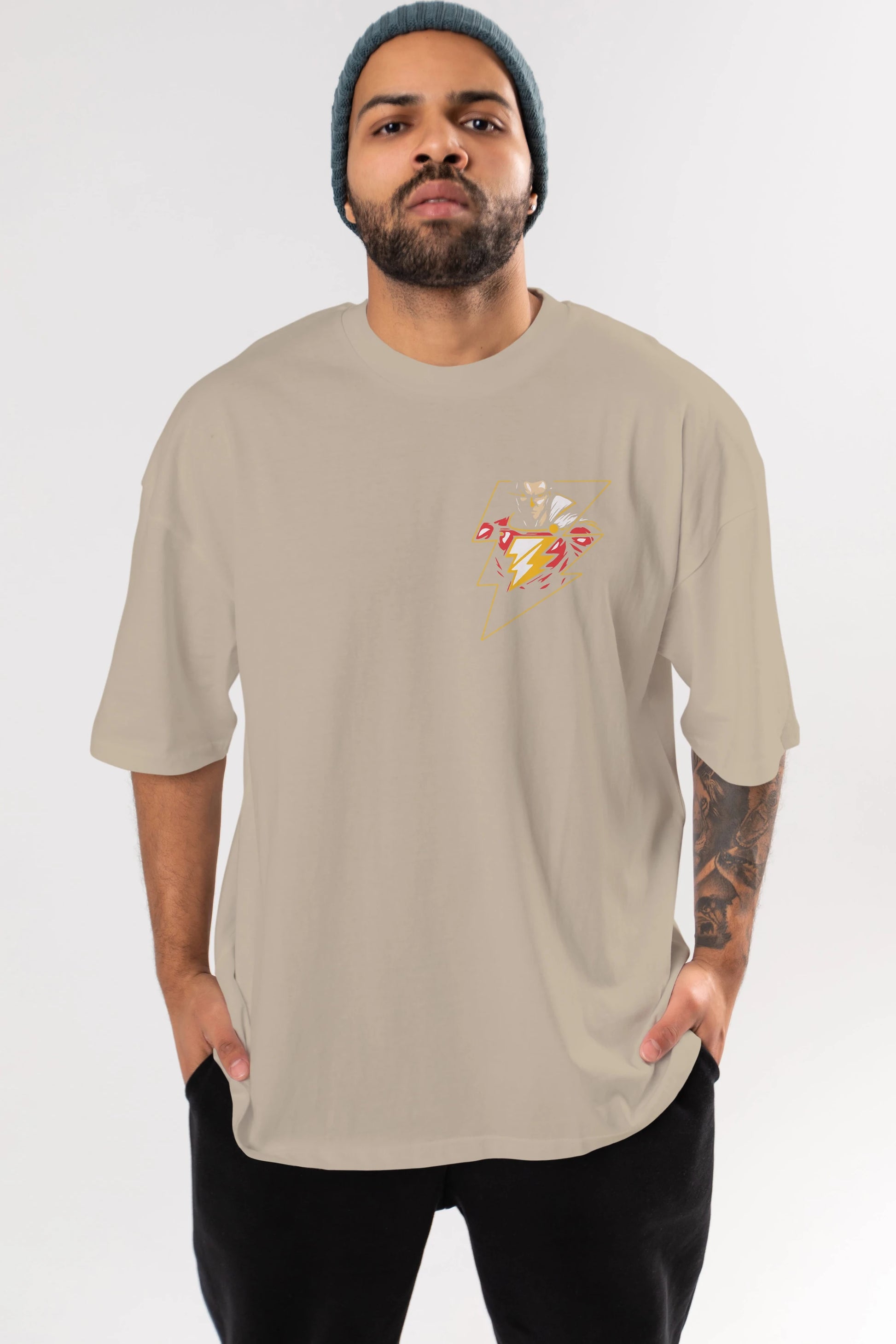 Flash Avengers (3) Ön Sol Baskılı Oversize t-shirt Erkek Kadın Unisex %100 Pamuk Bisiklet Yaka tişort