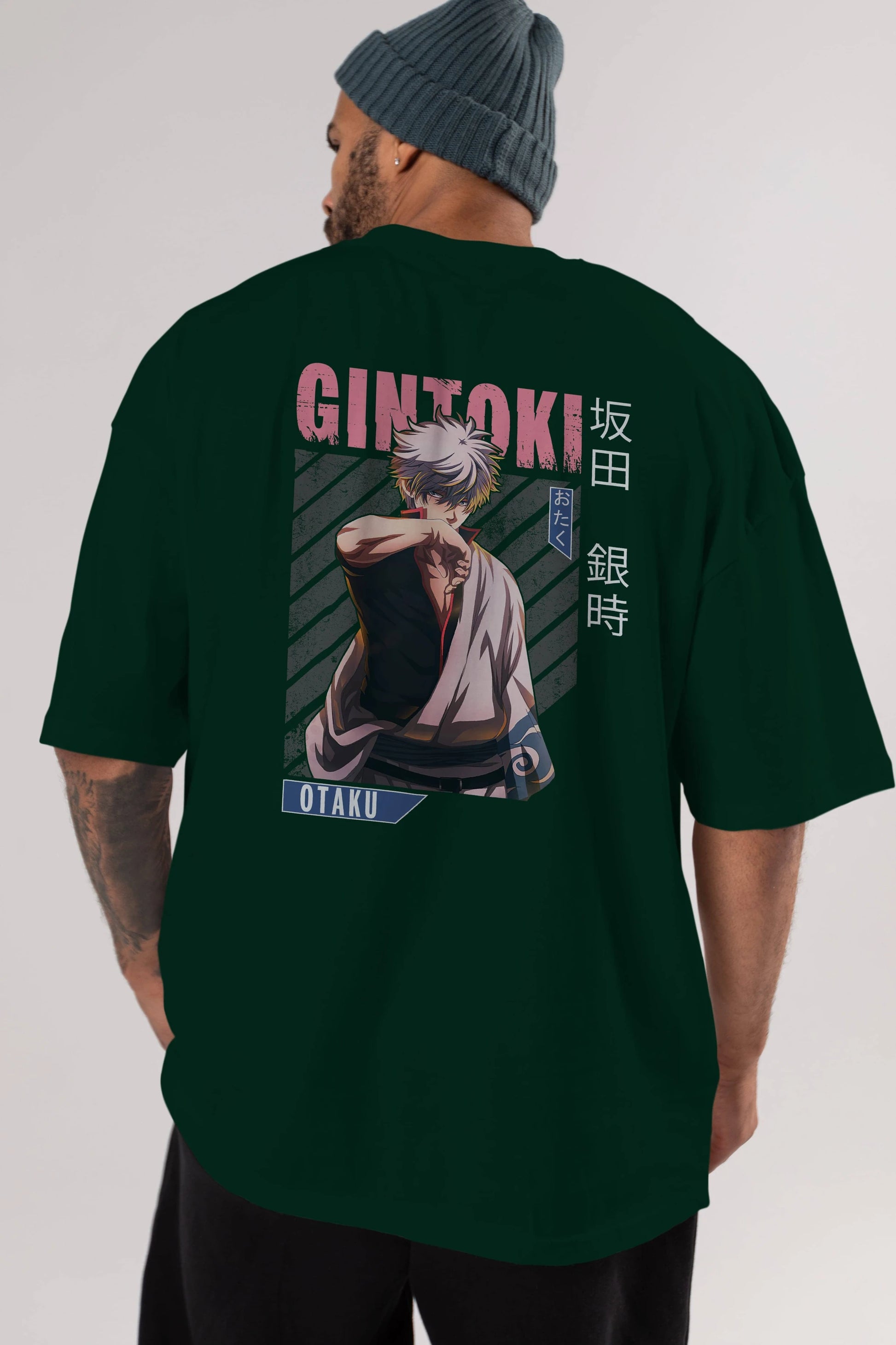 Gintoki Sakata Anime Arka Baskılı Oversize t-shirt Erkek Kadın Unisex