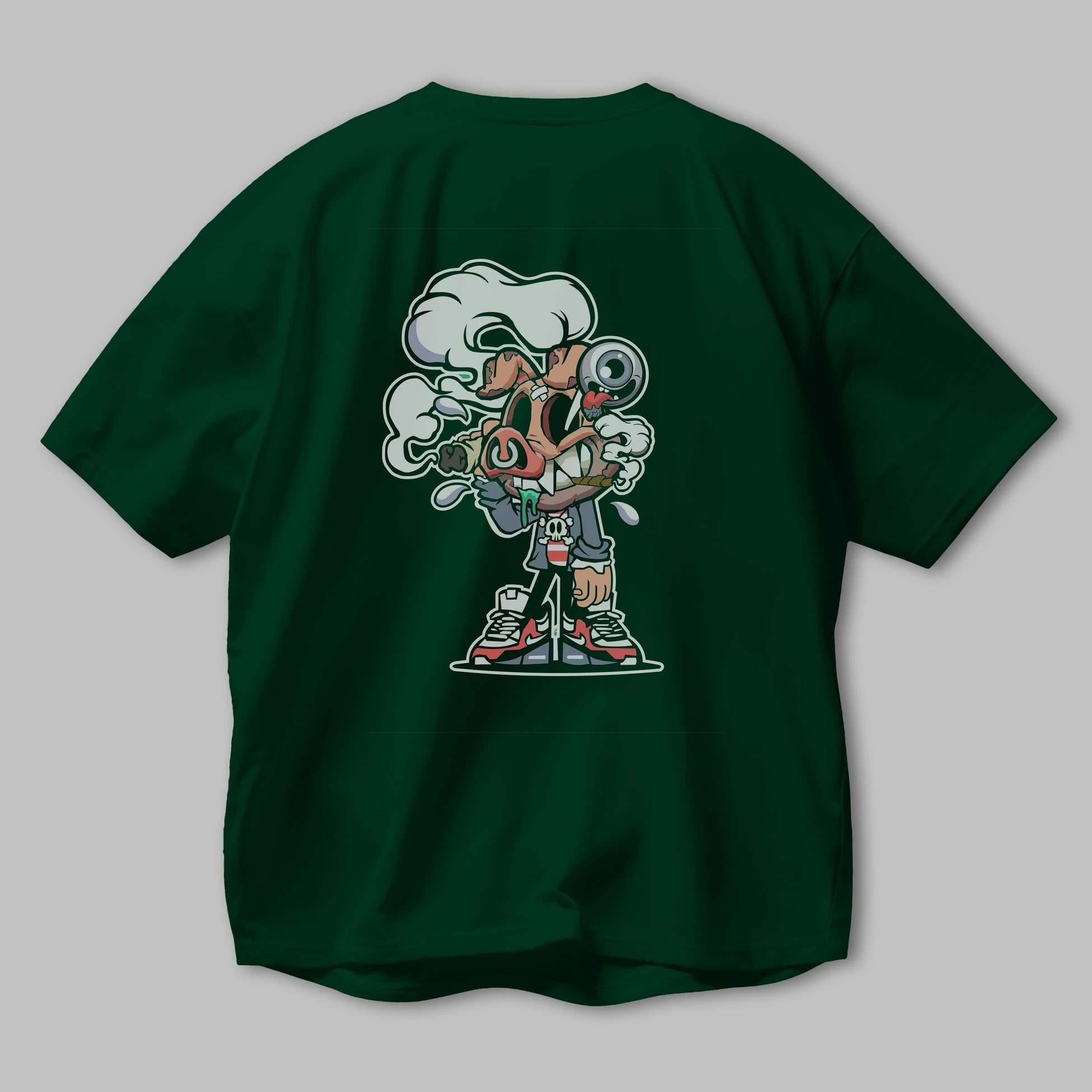 Pig Smoker Arka Baskılı Oversize t-shirt Erkek Kadın Unisex %100 Pamuk tişort