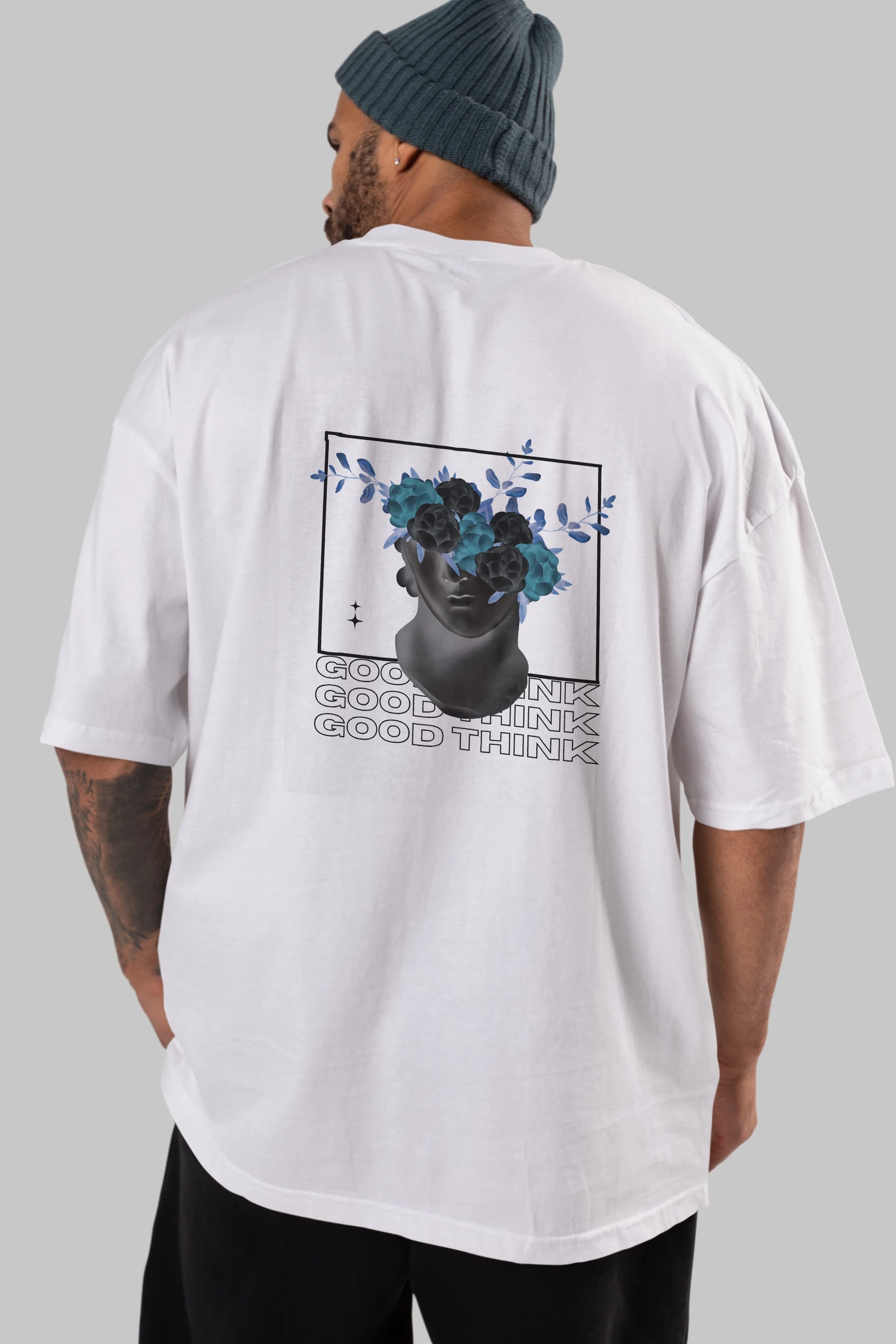 Good Think Yazılı Arka Baskılı Oversize t-shirt Erkek Kadın Unisex