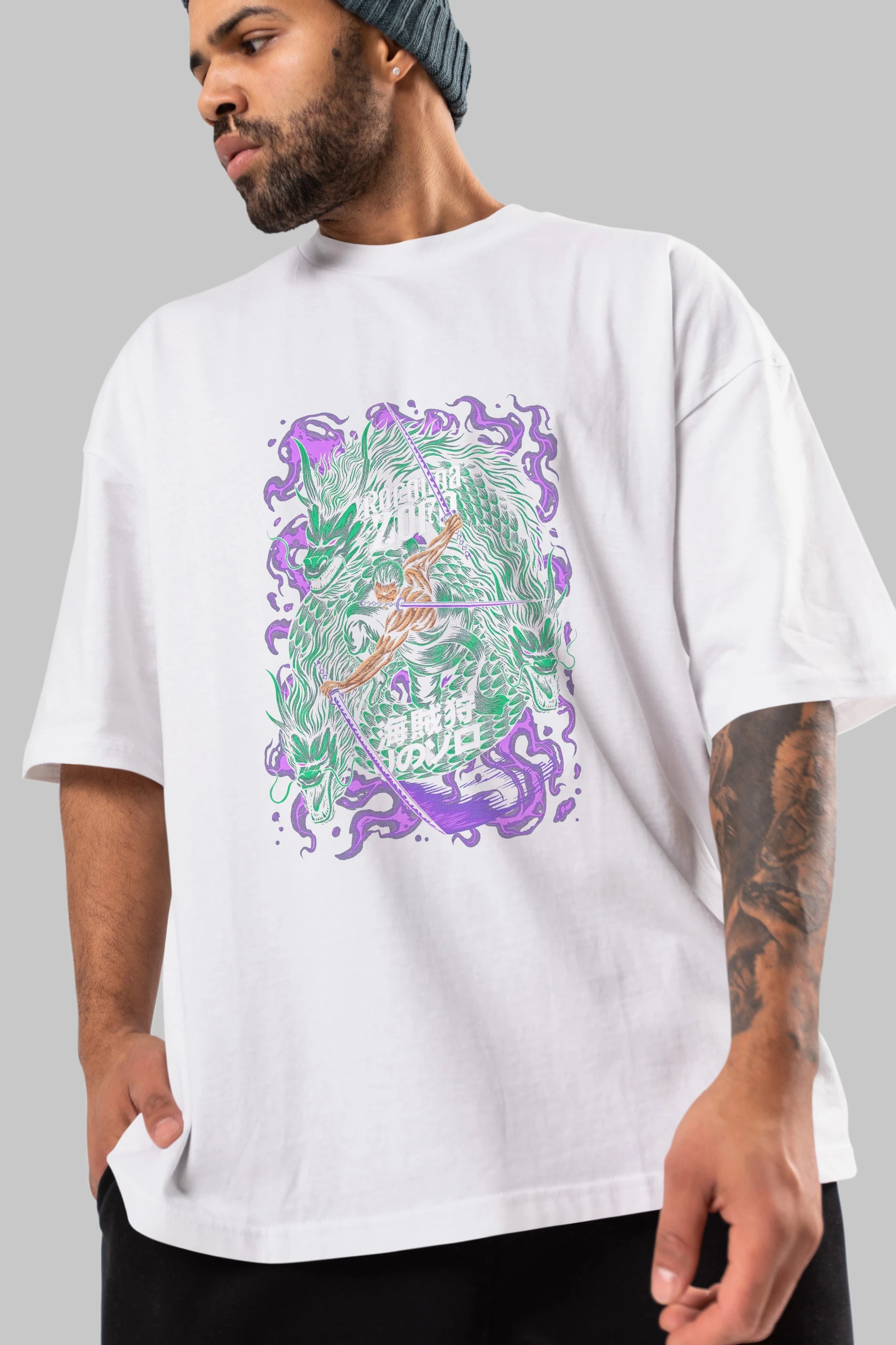 RORONOA ZORO 5 Anime Ön Baskılı Oversize t-shirt %100 pamuk Erkek Kadın Unisex
