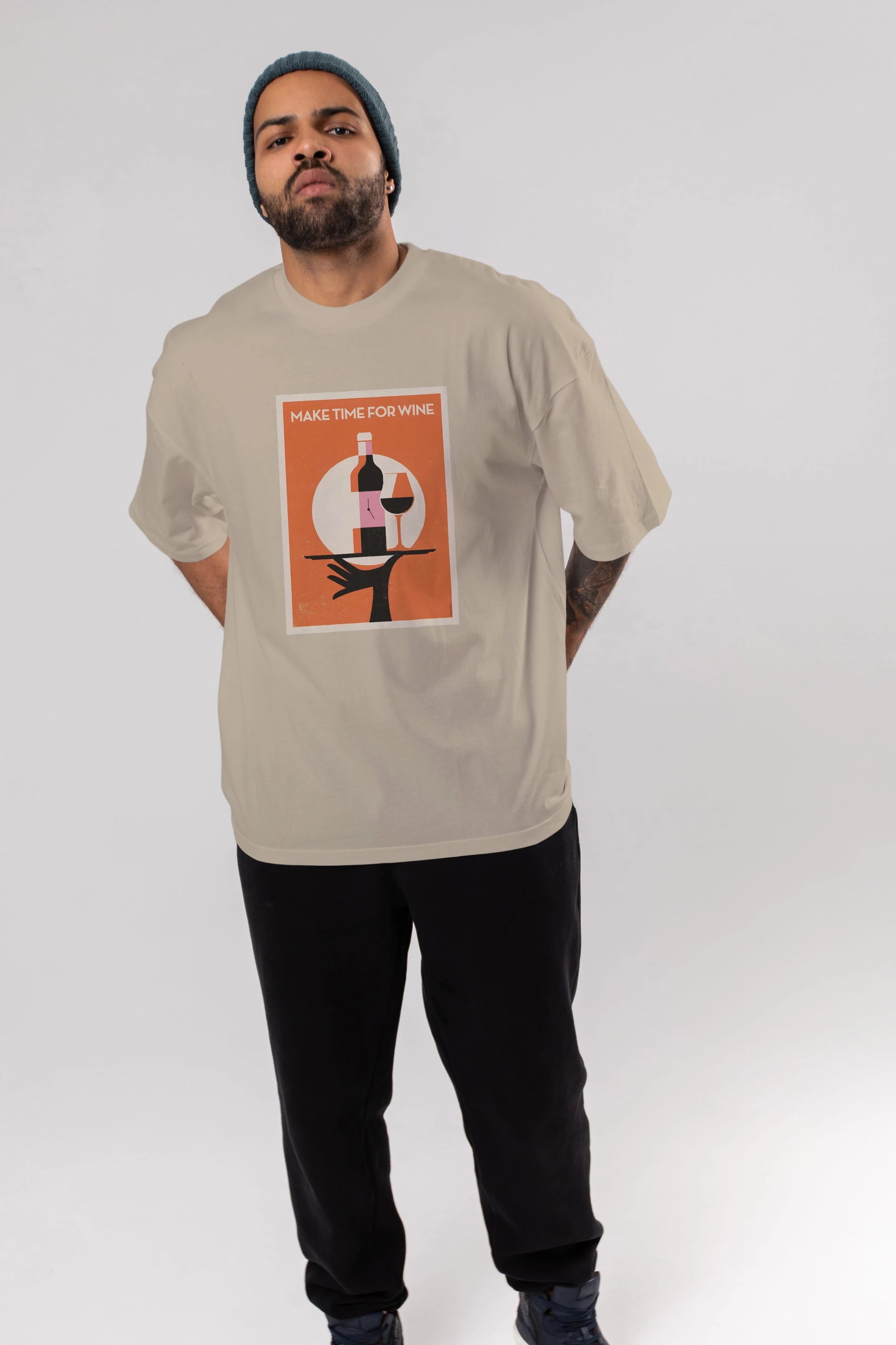 Make Time For Wine Ön Baskılı Oversize t-shirt Erkek Kadın Unisex %100 Pamuk Bisiklet Yaka tişort