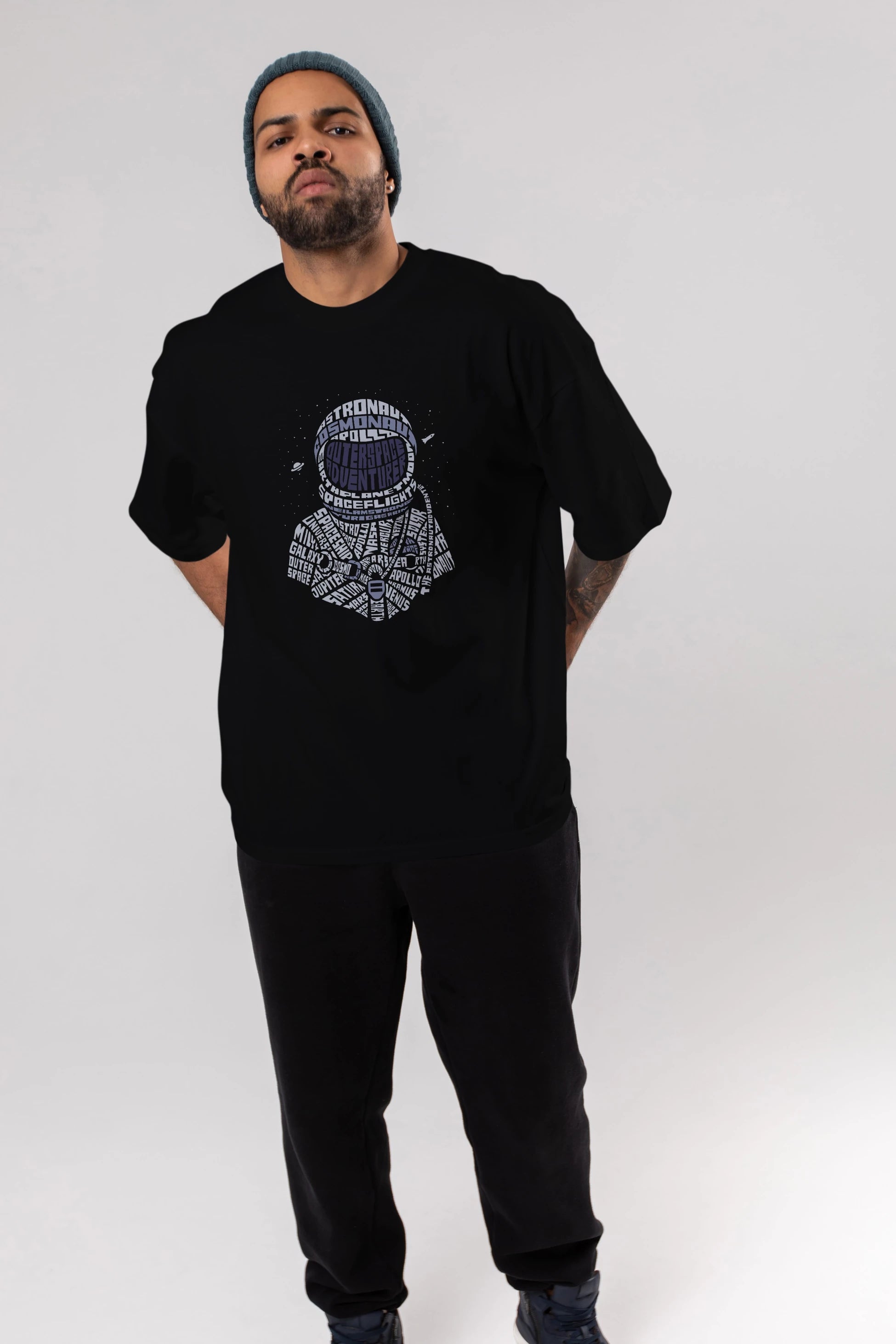 Astronaut Ön Baskılı Oversize t-shirt %100 pamuk Erkek Kadın Unisex