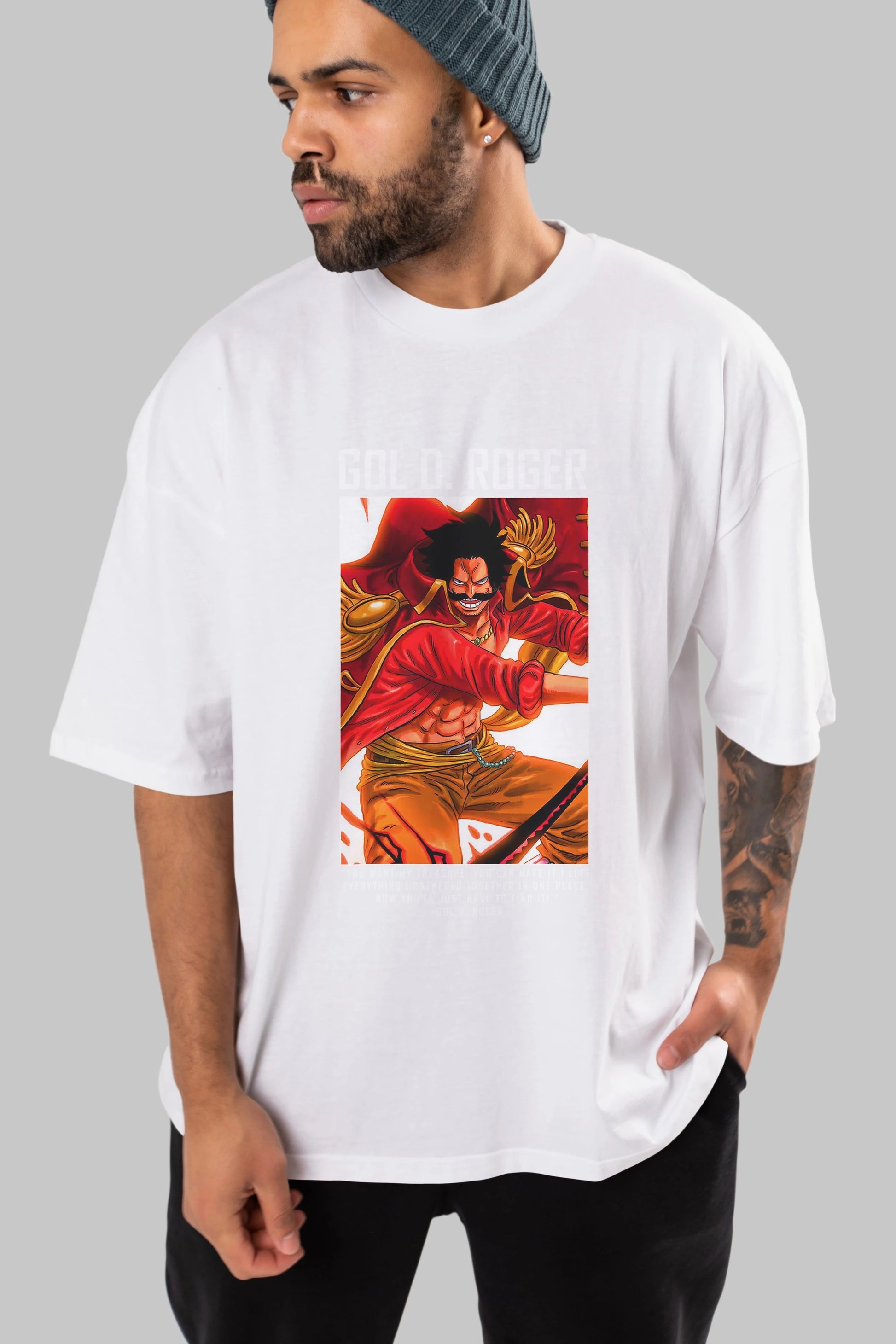 Gol D. Roger Anime Ön Baskılı Oversize t-shirt Erkek Kadın Unisex