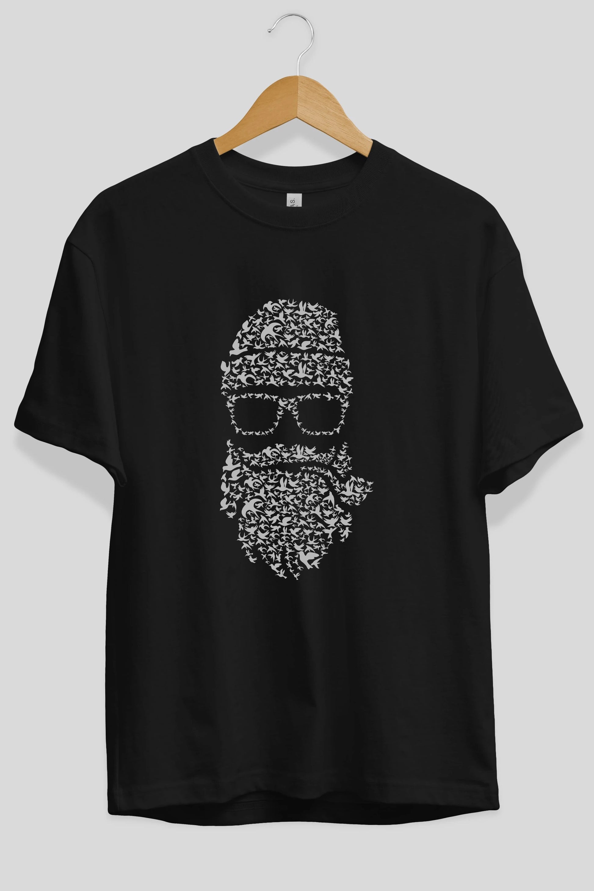 Birds Beard Ön Baskılı Oversize t-shirt %100 pamuk Erkek Kadın Unisex