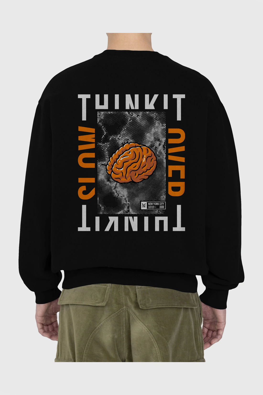 Think it Arka Baskılı Oversize Sweatshirt Erkek Kadın Unisex