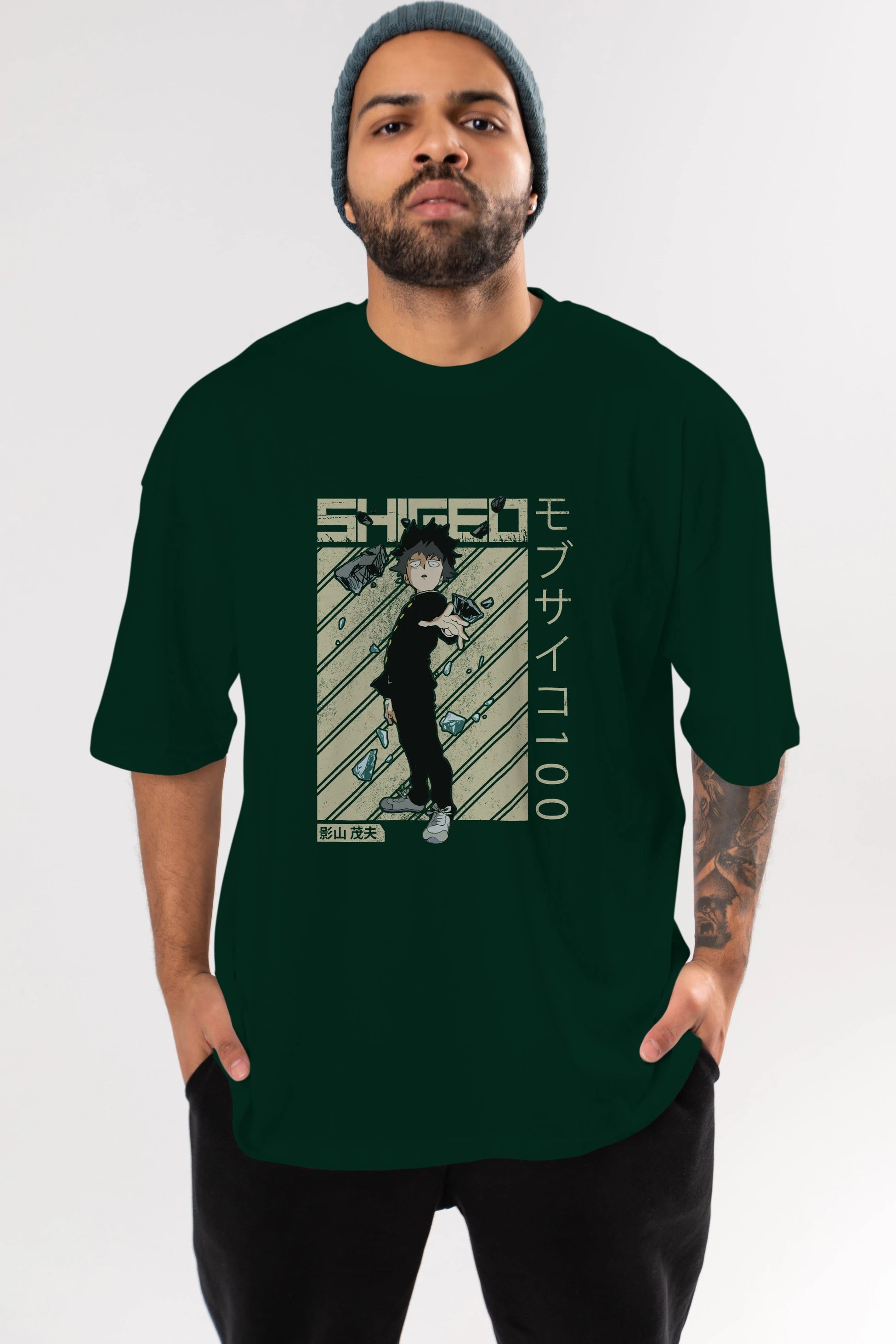 Shigeo Kageyama 3 Anime Ön Baskılı Oversize t-shirt %100 pamuk Erkek Kadın Unisex