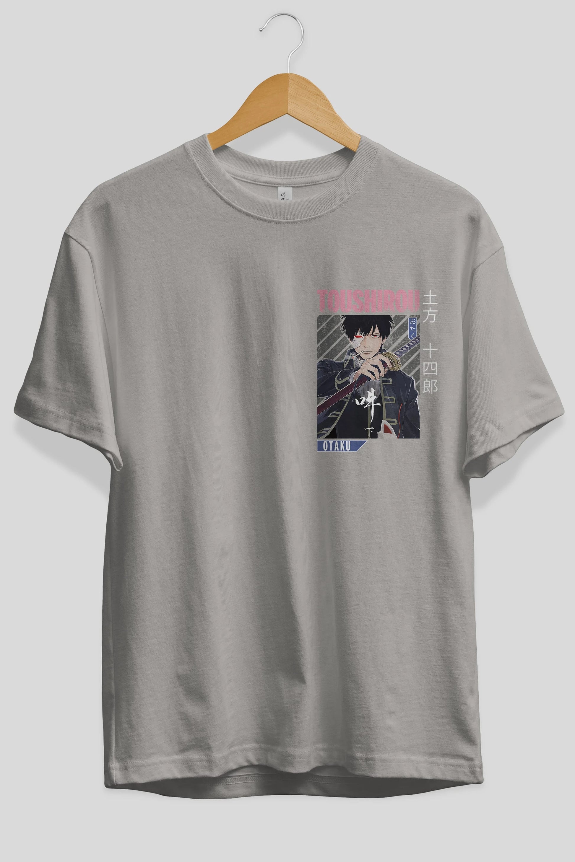 Toushirou Hijikata 1 Ön Sol Baskılı Oversize t-shirt Erkek Kadın Unisex %100 Pamuk Bisiklet Yaka tişort