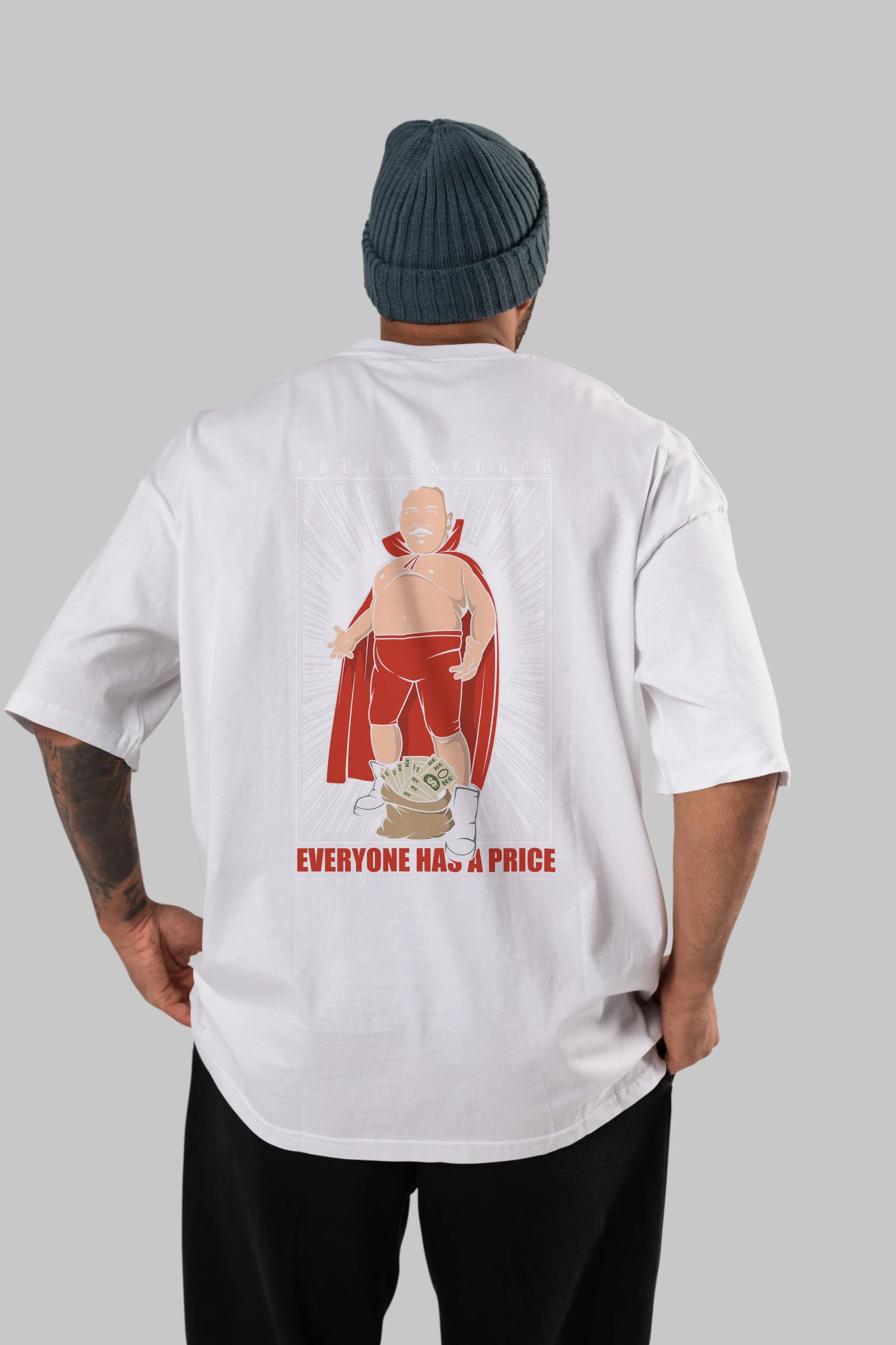 Pablo Escobar Luchador Arka Baskılı Oversize t-shirt Erkek Kadın Unisex %100 Pamuk tişort