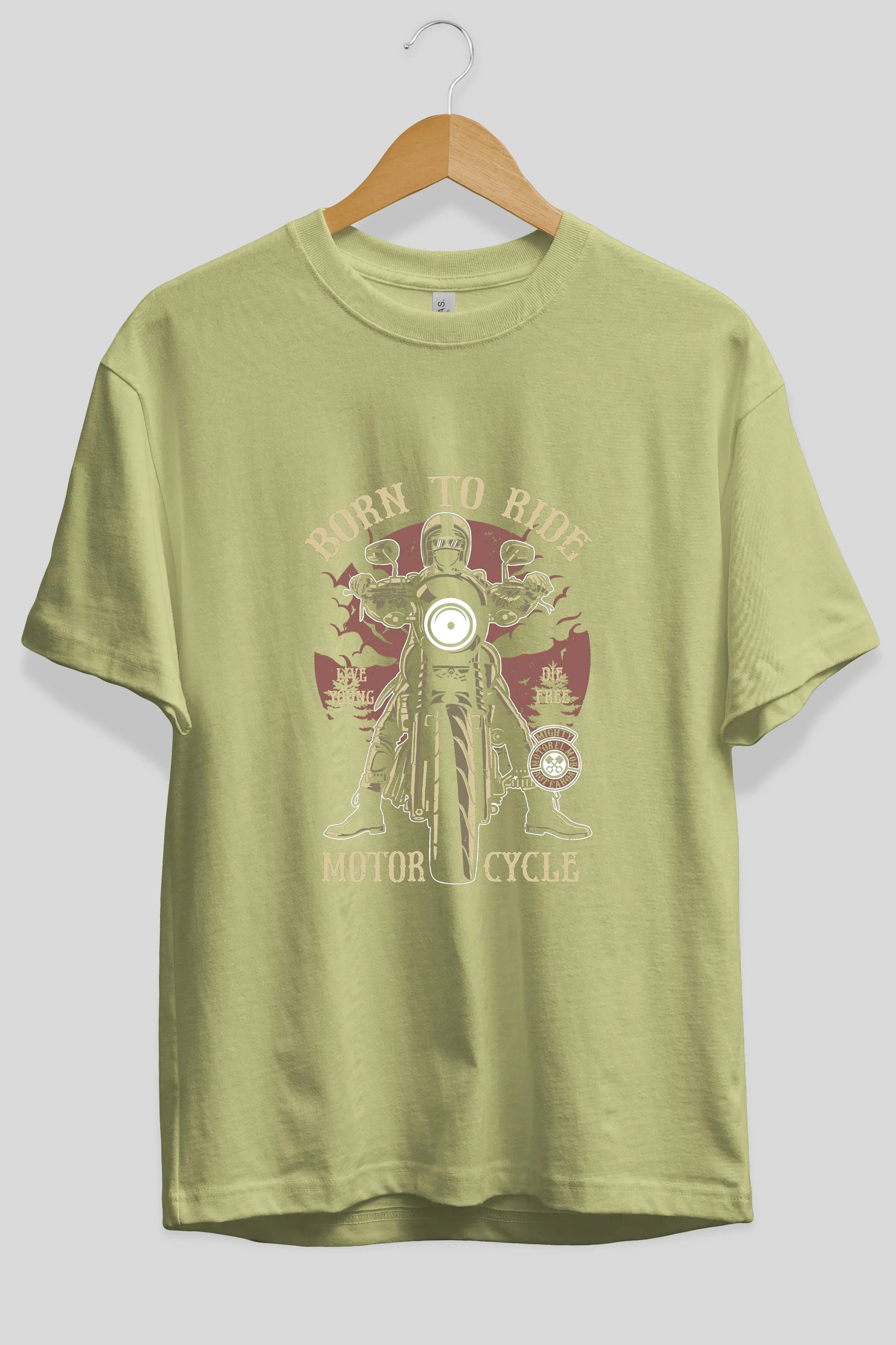 Born To Ride Ön Baskılı Oversize t-shirt Erkek Kadın Unisex %100 Pamuk tişort