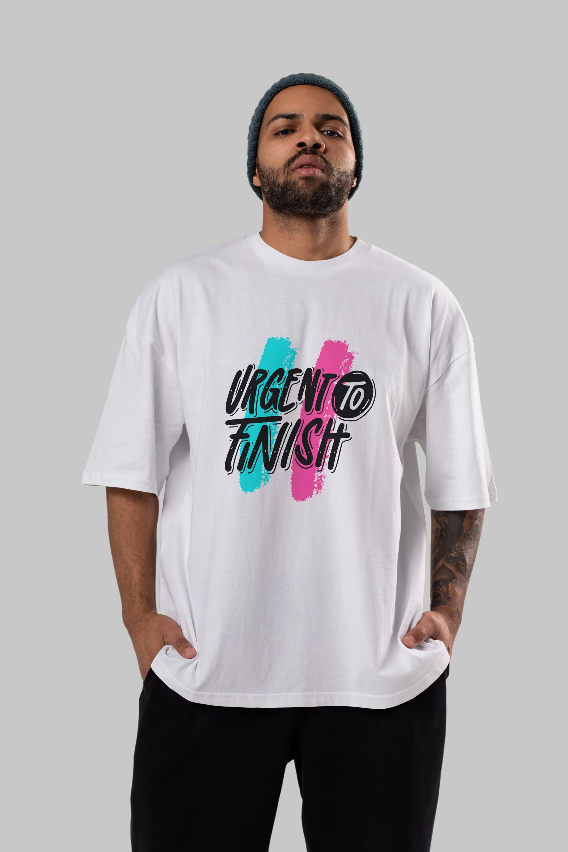 Urgent To Finish Ön Baskılı Oversize t-shirt Erkek Kadın Unisex