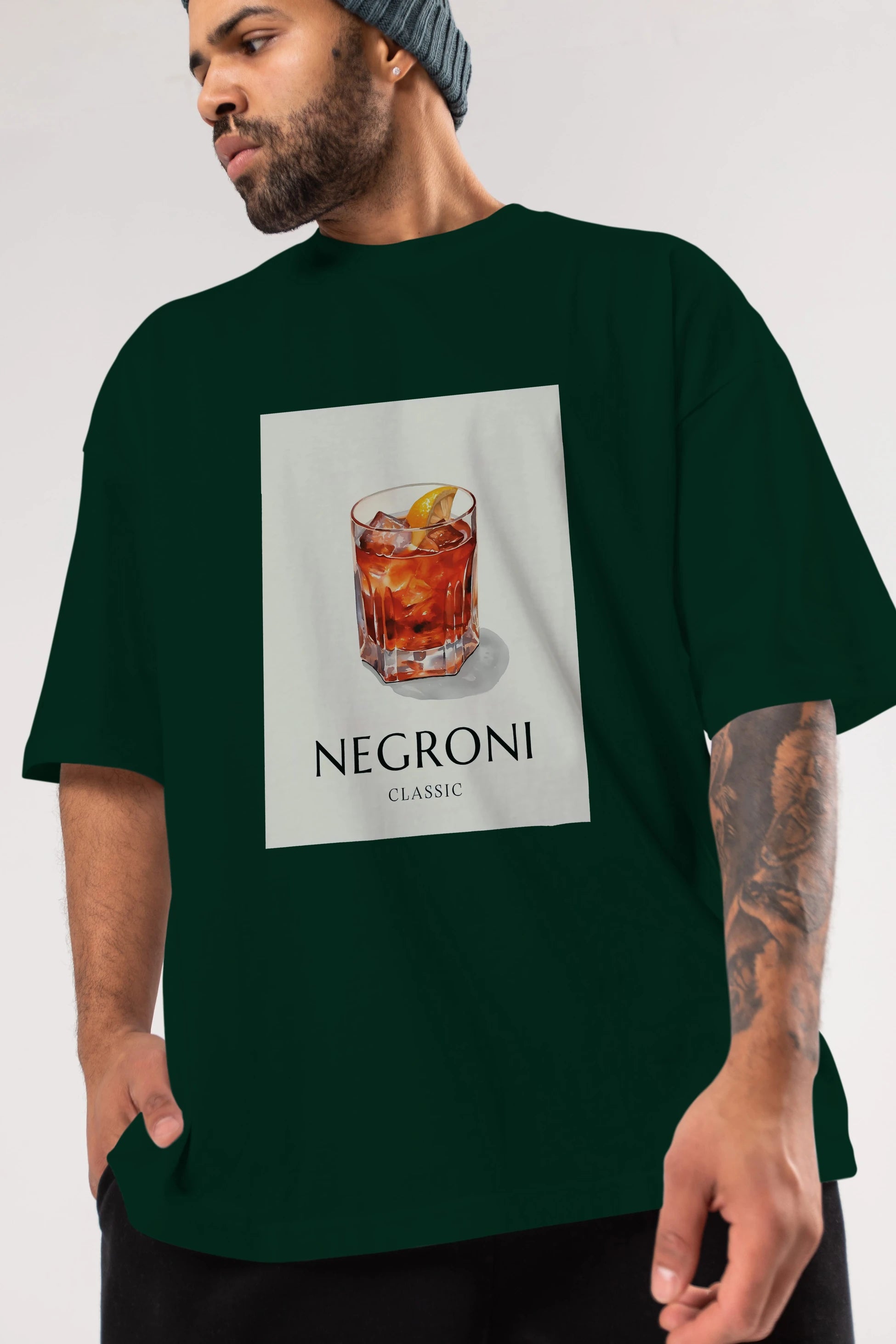 Negroni Classic Ön Baskılı Oversize t-shirt Erkek Kadın Unisex %100 Pamuk Bisiklet Yaka tişort