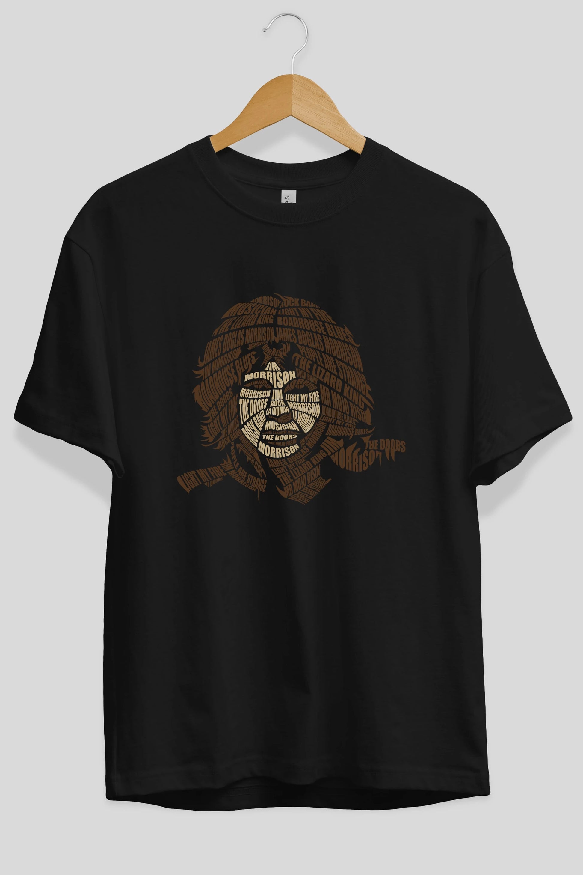 Jim Morrison Calligram Ön Baskılı Oversize t-shirt %100 pamuk Erkek Kadın Unisex