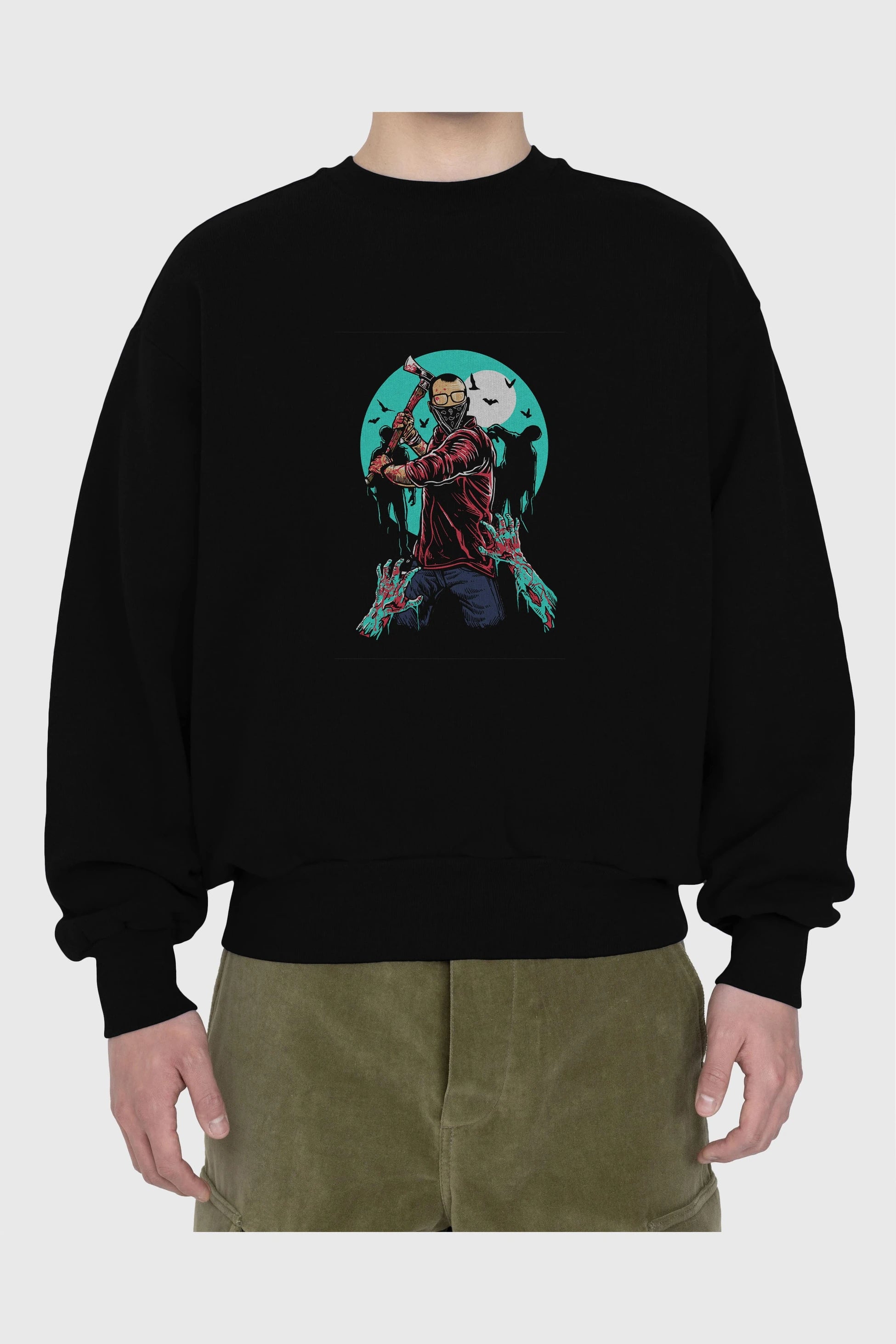 Zombie Killer Ön Baskılı Oversize Sweatshirt Erkek Kadın Unisex
