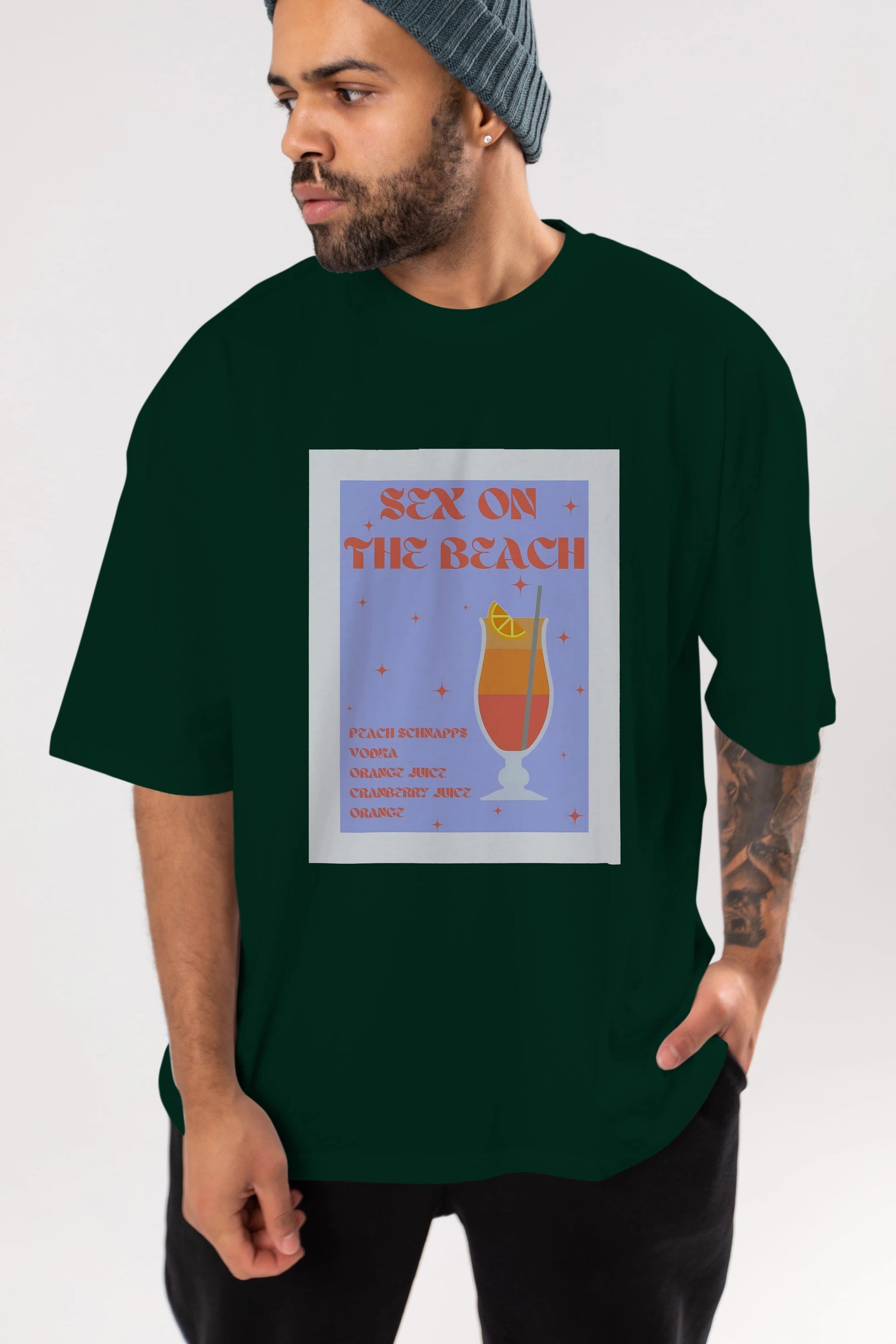 Sex On The Beach Ön Baskılı Oversize t-shirt Erkek Kadın Unisex %100 Pamuk Bisiklet Yaka tişort