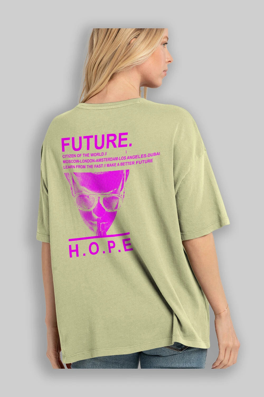 Future Hope Arka Baskılı Oversize t-shirt Erkek Kadın Unisex