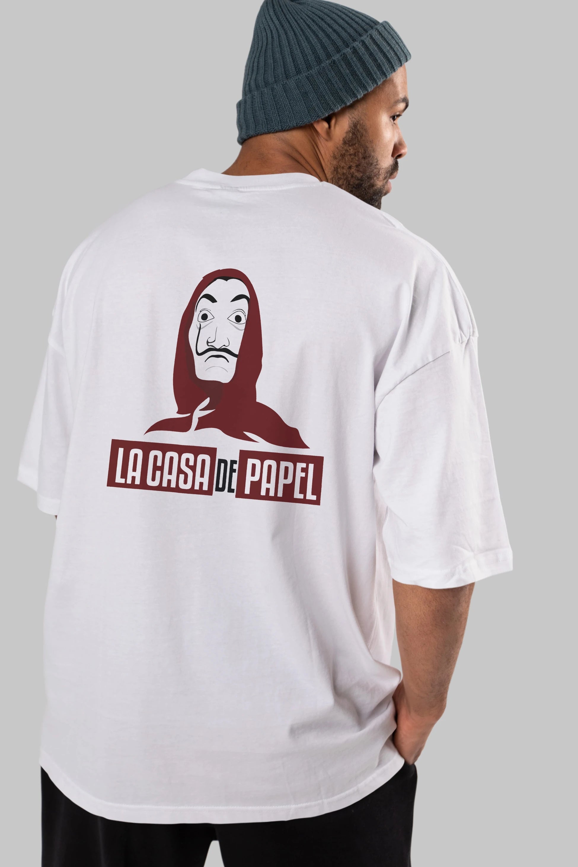 La Casa De Papel (1) Arka Baskılı Oversize t-shirt Erkek Kadın Unisex %100 Pamuk Bisiklet Yaka tişort