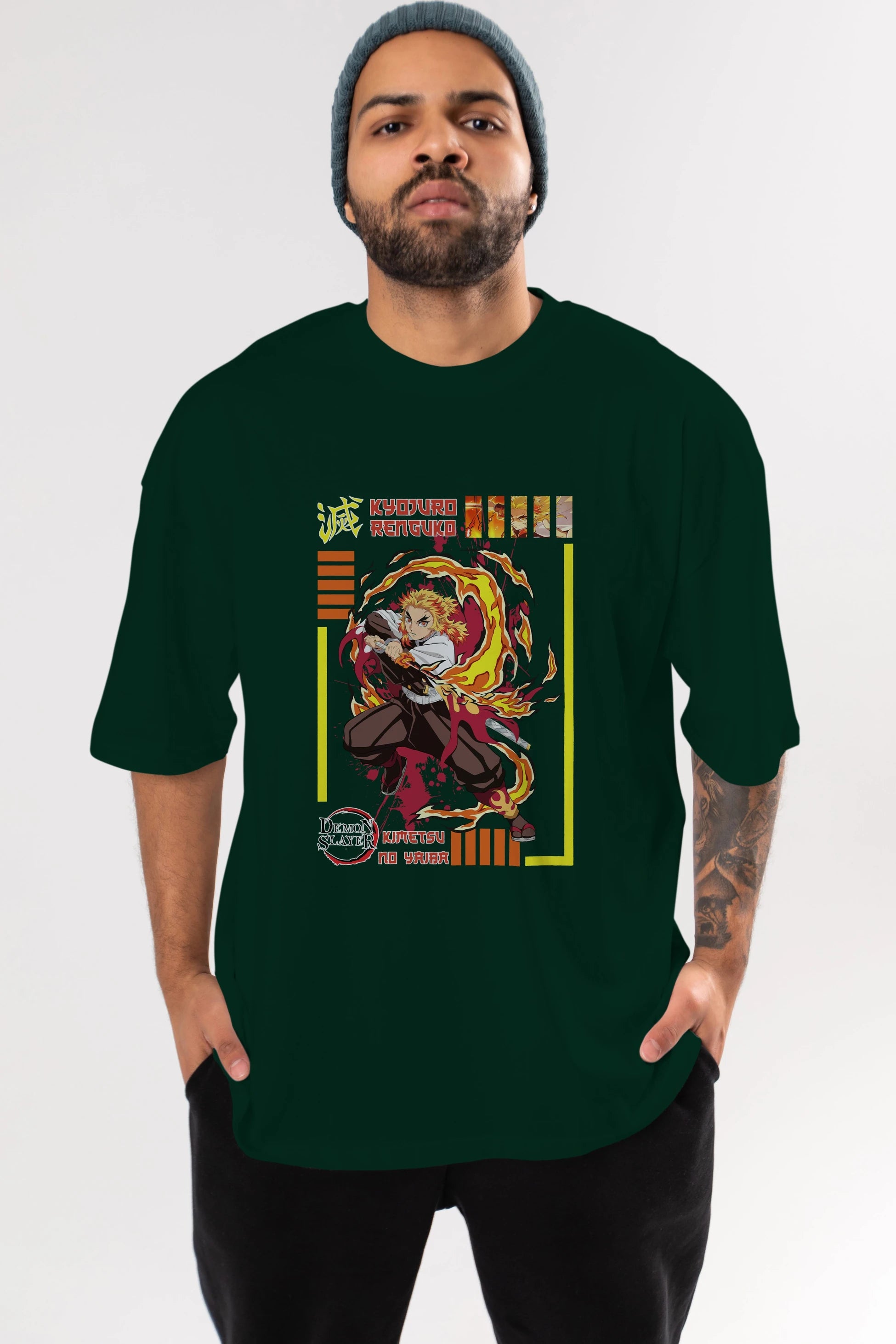 KYOJURO RENGOKU Anime Ön Baskılı Oversize t-shirt %100 pamuk Erkek Kadın Unisex